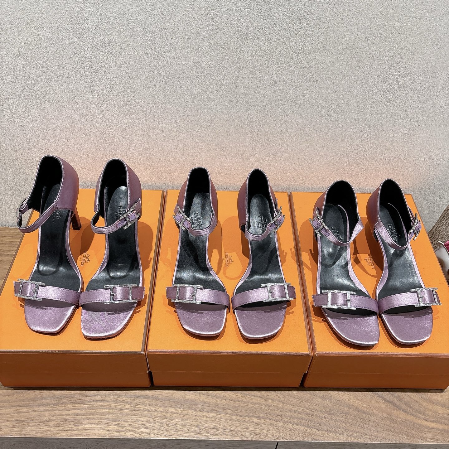 [TOP] HERMES Eclair 4.5cm/7cm/10.5cm High Heels Shoes - Purple