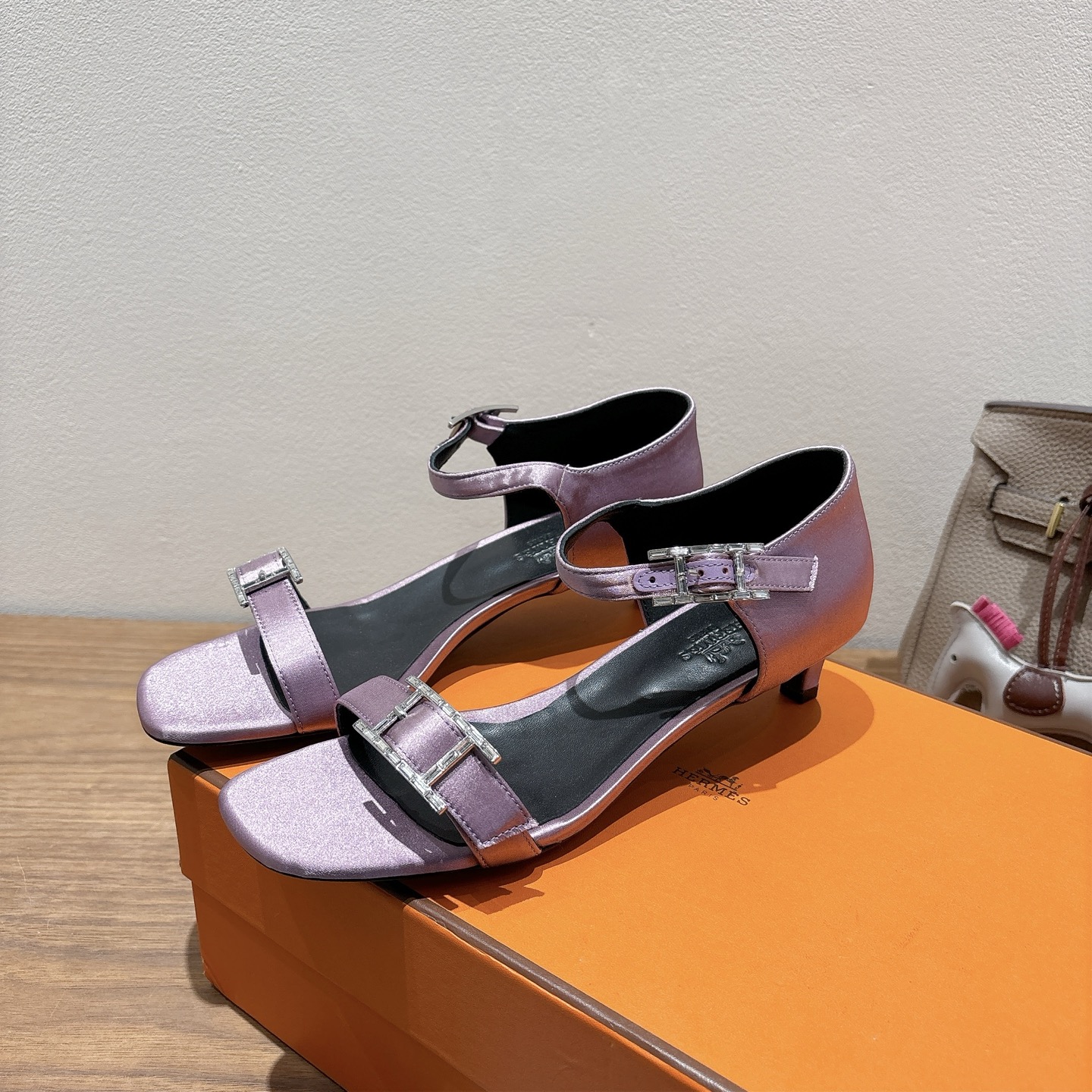 [TOP] HERMES Eclair 4.5cm/7cm/10.5cm High Heels Shoes - Purple