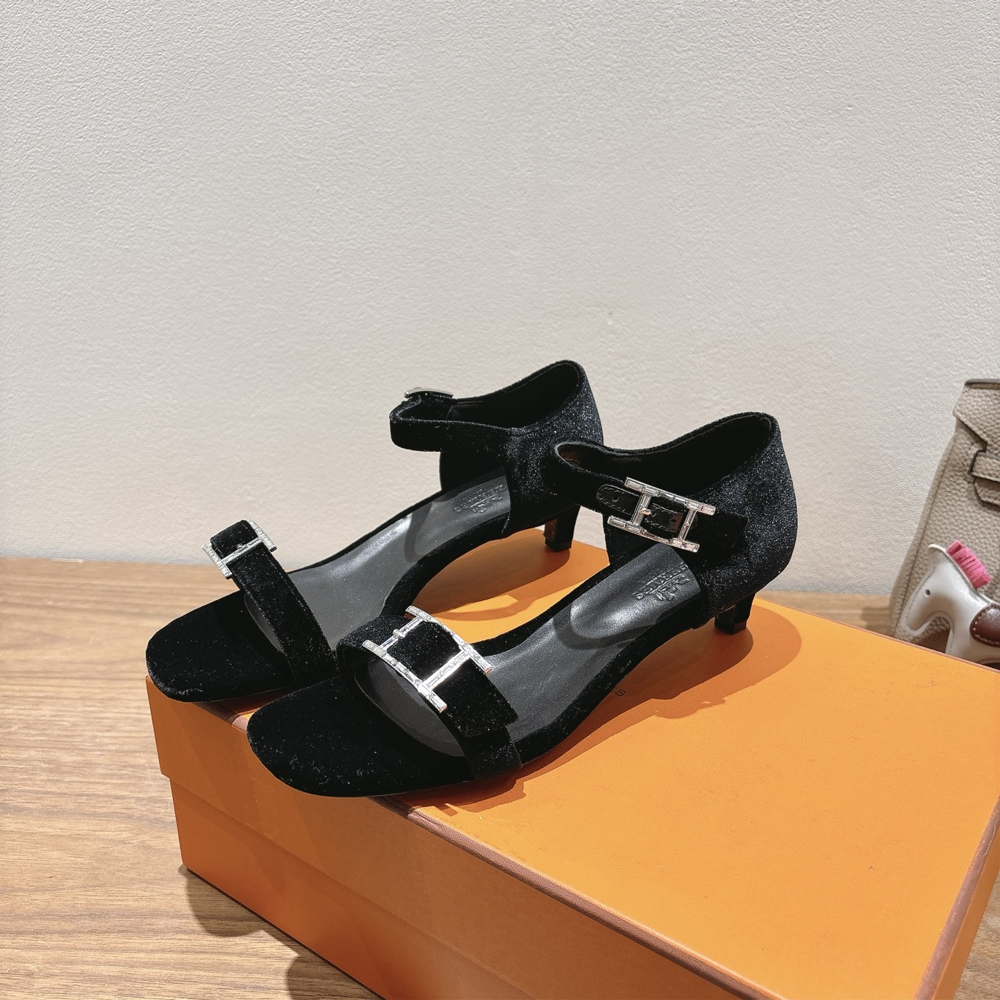[TOP] HERMES Eclair 4.5cm/7cm/10.5cm High Heels Shoes - Black