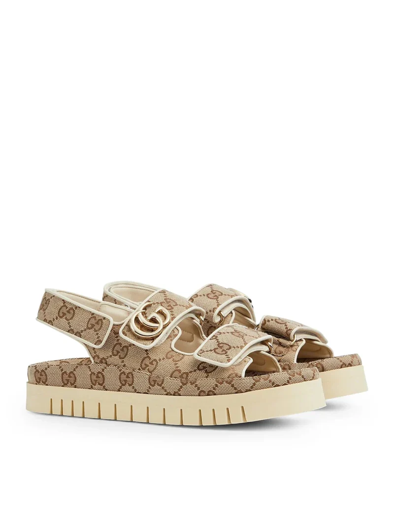 [TOP] GUCCI Classic Monogram Beach Sandals - Khaki