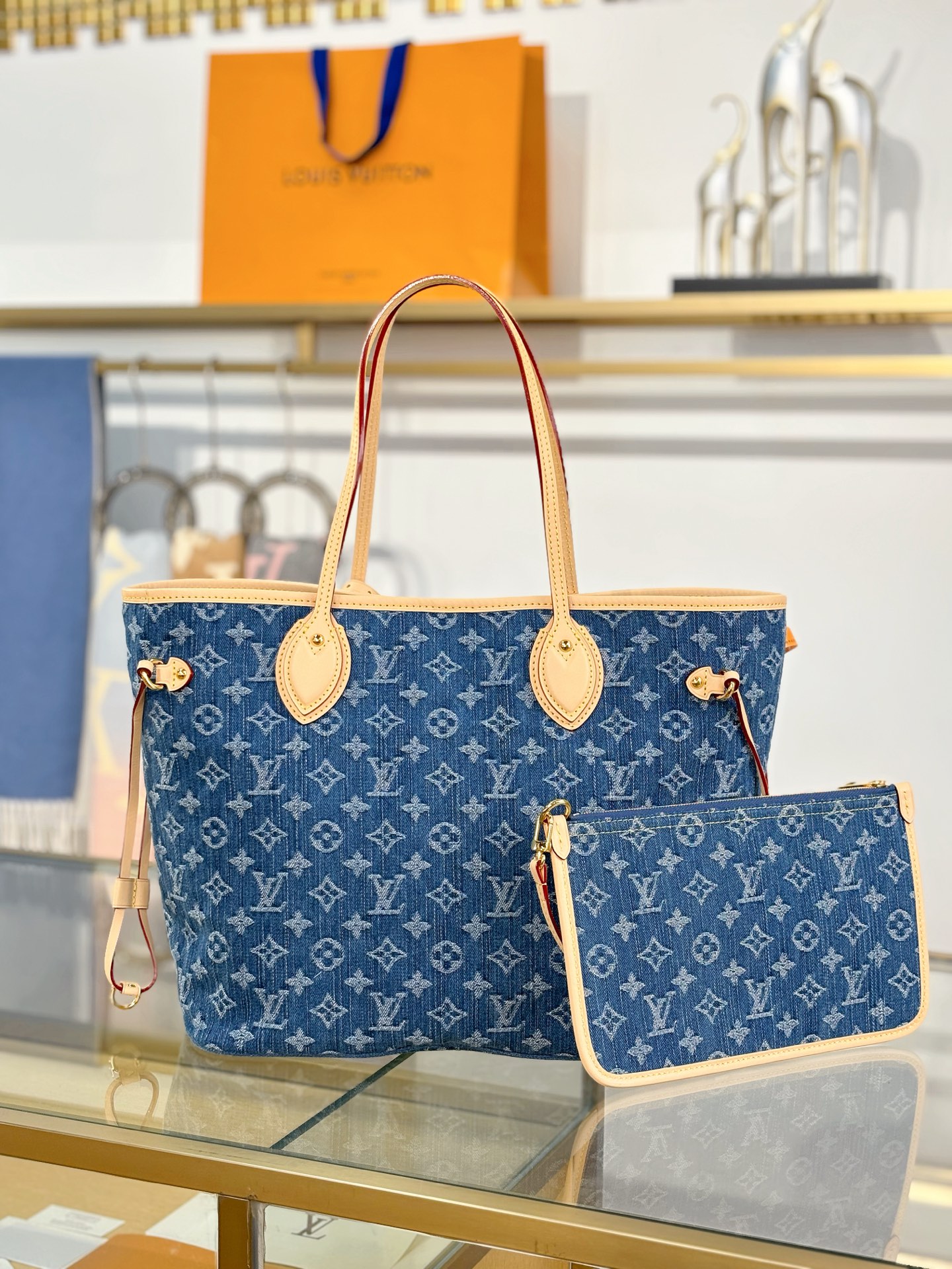 [TOP] Louis Vuitton LV Neverful Bag Monogram 31x28x14cm - Denim