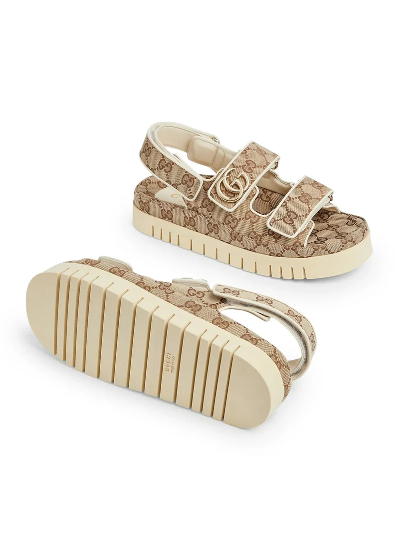 [TOP] GUCCI Classic Monogram Beach Sandals - Khaki