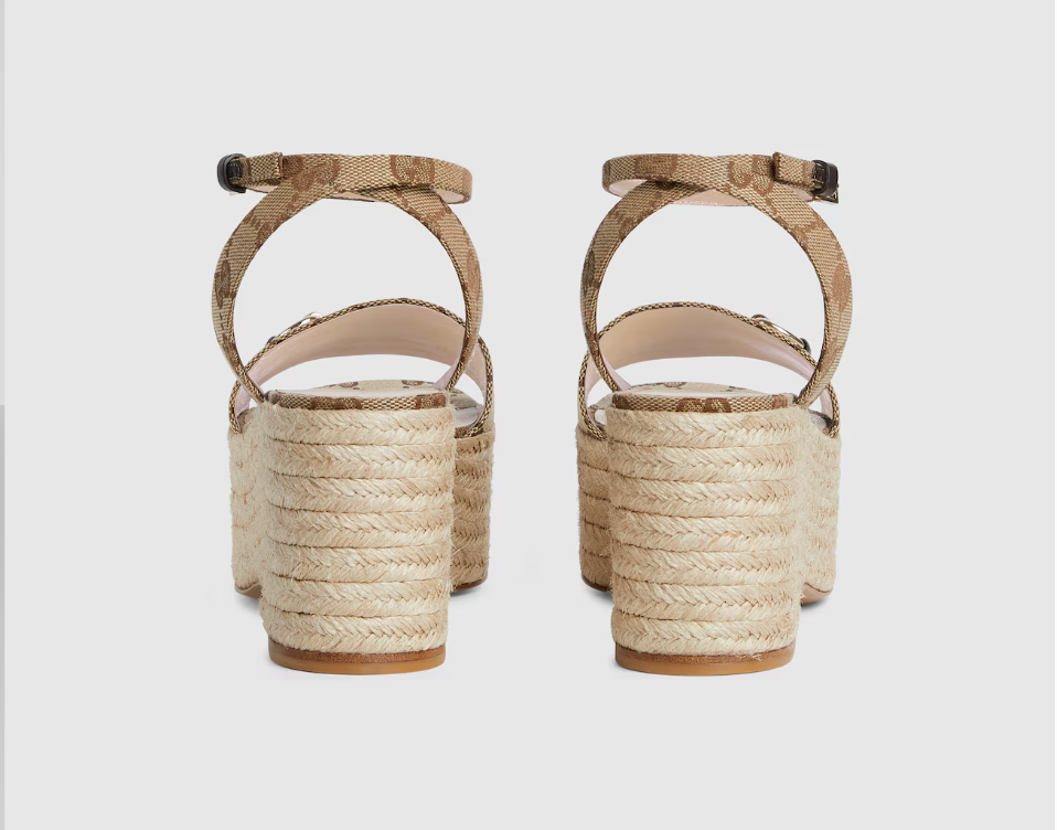 [TOP] GUCCI Classic Monogram Thick Sole Sandals - Khaki