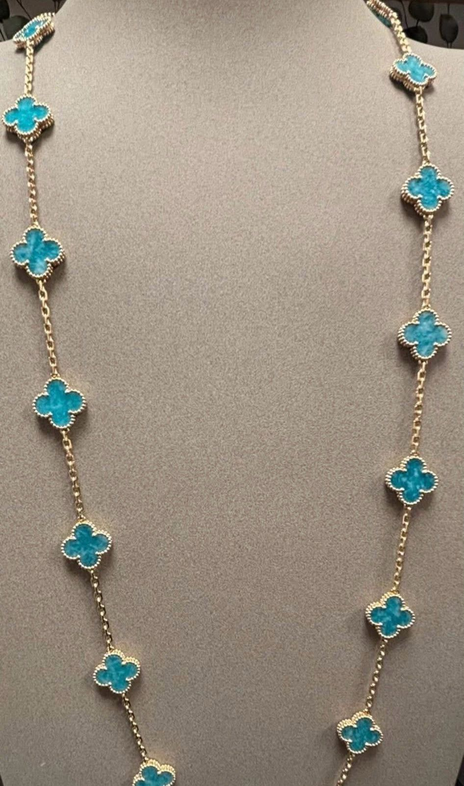 [TOP] Van Cleef & Arpels Long Necklace with 20 Flowers -  Blue