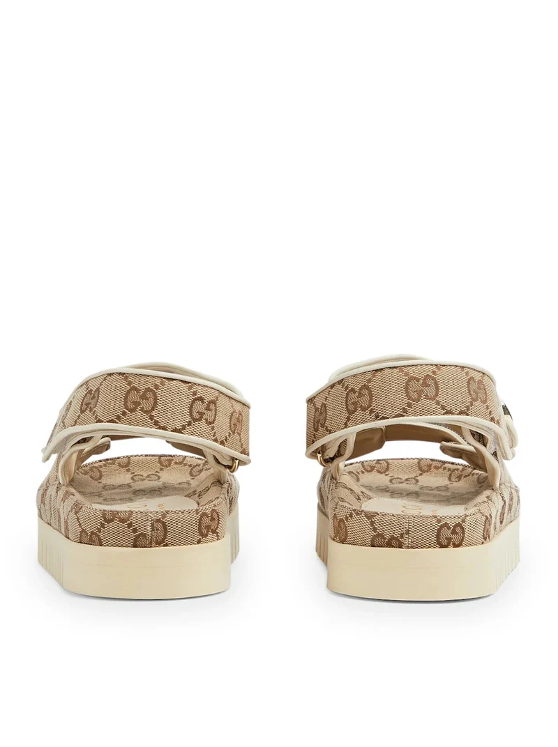 [TOP] GUCCI Classic Monogram Beach Sandals - Khaki
