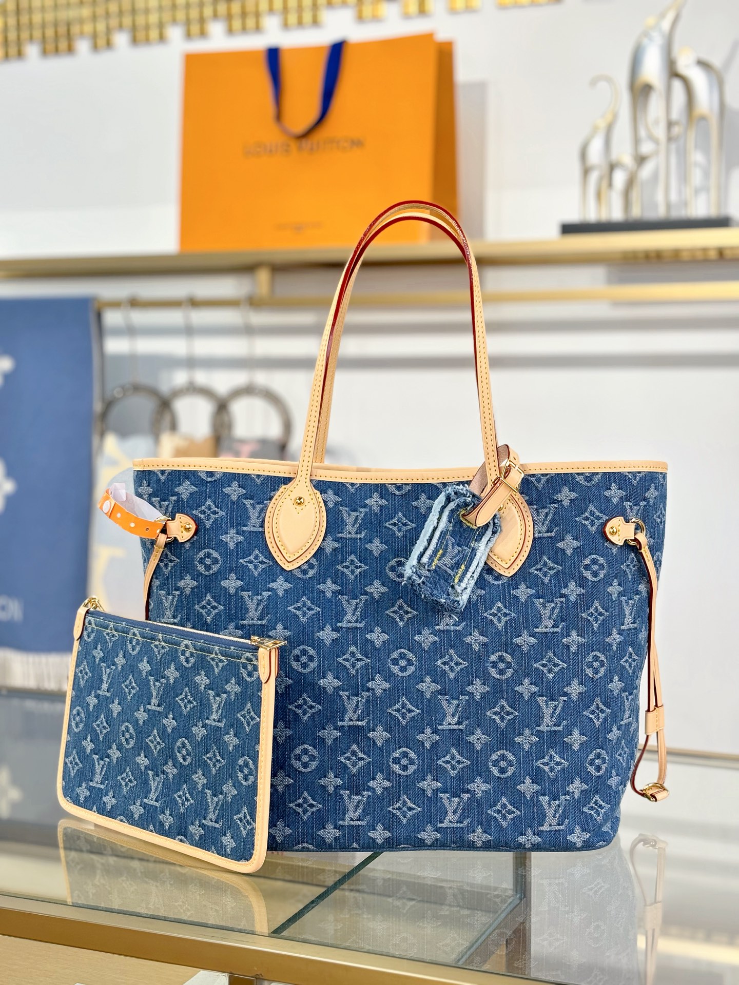 [TOP] Louis Vuitton LV Neverful Bag Monogram 31x28x14cm - Denim