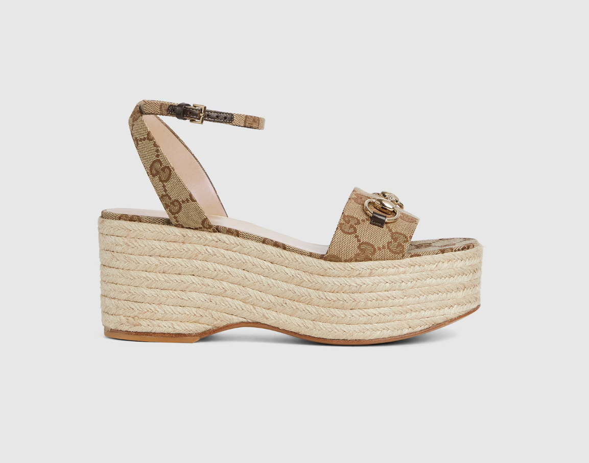 [TOP] GUCCI Classic Monogram Thick Sole Sandals - Khaki