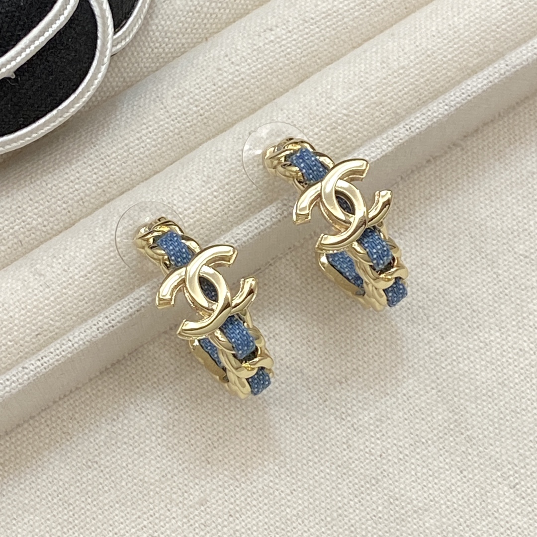 [TOP] CHANEL Earrings -  Gold/Denim