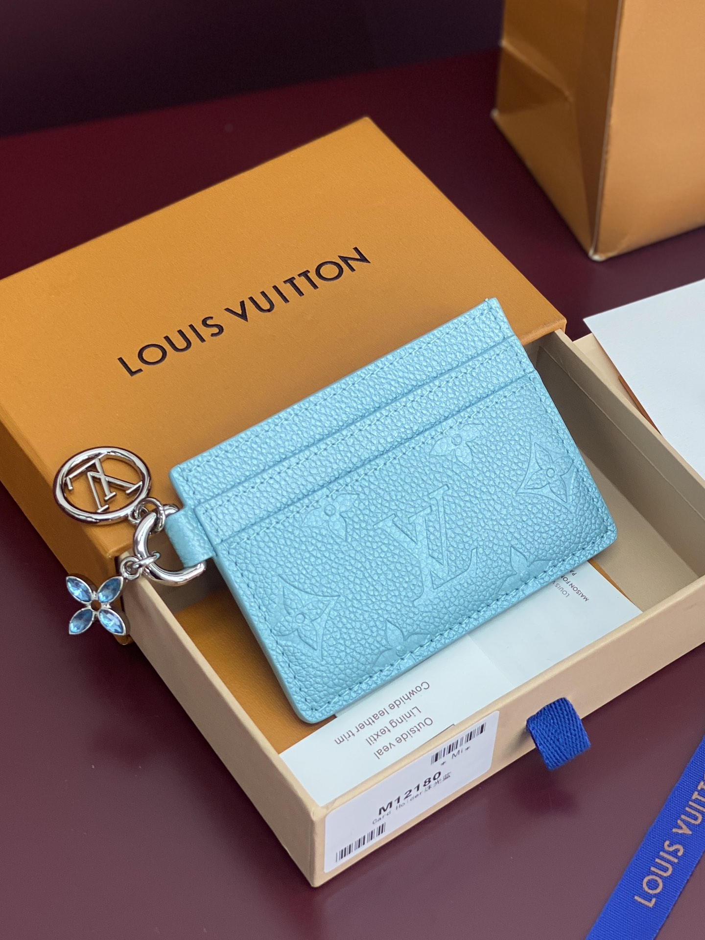 [TOP] Louis Vuitton LV Ski Charms Card Holder 10.2x7.3x0.3cm - Pearlescent Blue