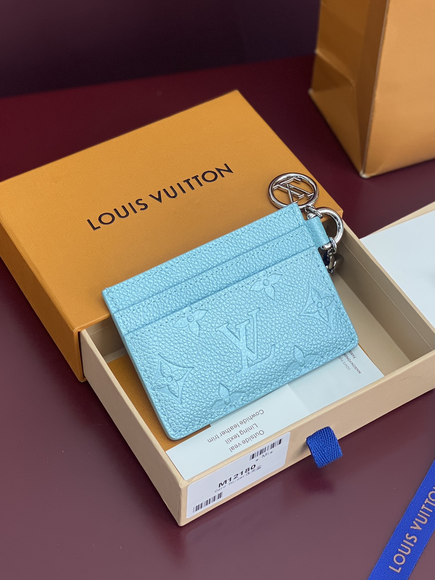 [TOP] Louis Vuitton LV Ski Charms Card Holder 10.2x7.3x0.3cm - Pearlescent Blue