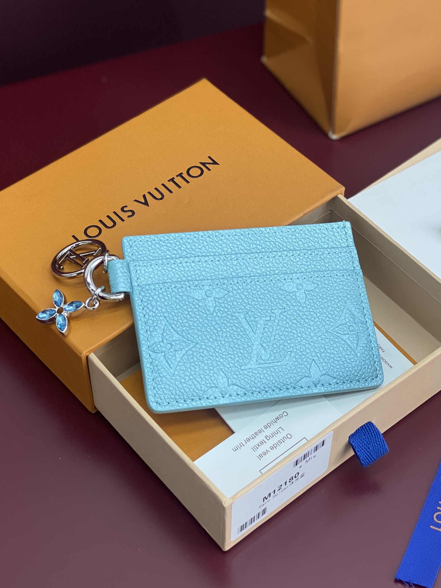 [TOP] Louis Vuitton LV Ski Charms Card Holder 10.2x7.3x0.3cm - Pearlescent Blue