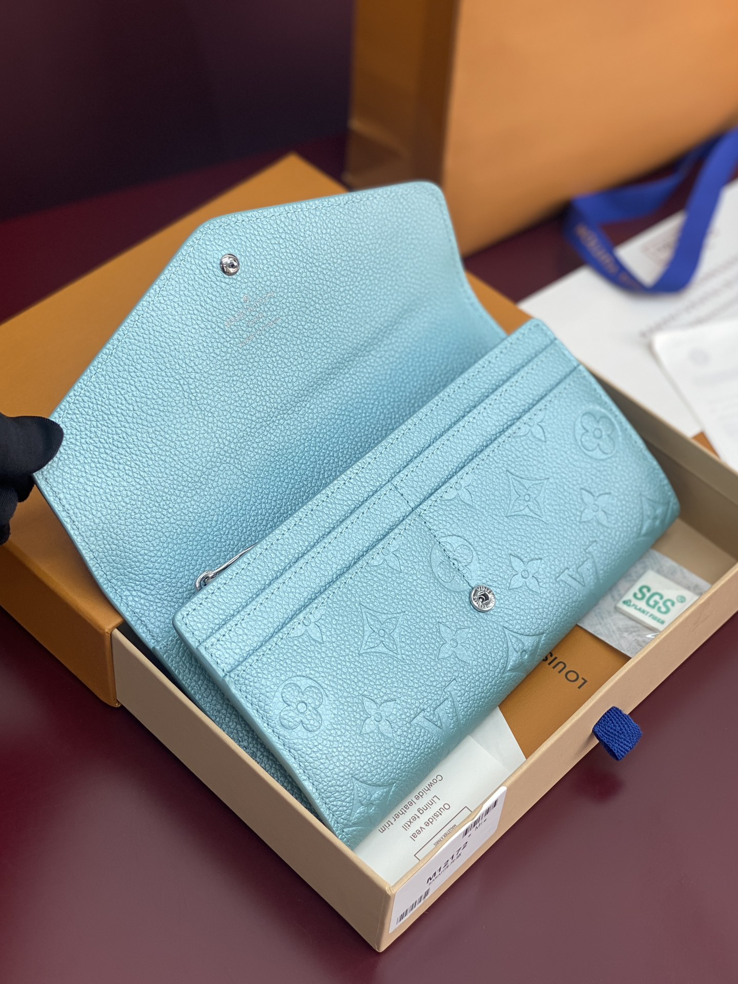 [TOP] Louis Vuitton LV Ski Sarah Wallet 19x10.5x2cm - Pearlescent Blue