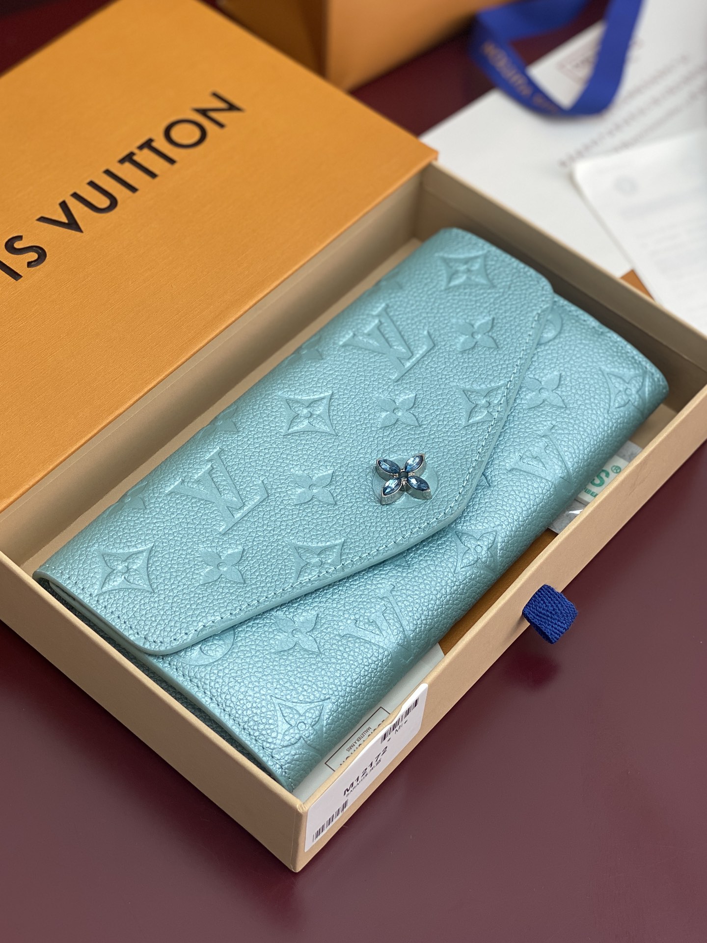[TOP] Louis Vuitton LV Ski Sarah Wallet 19x10.5x2cm - Pearlescent Blue