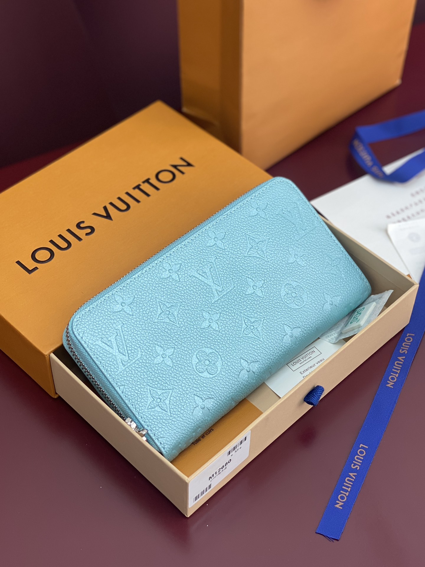[TOP] Louis Vuitton LV Zip Wallet 19.5x10.5x2.5cm - Pearlescent Blue