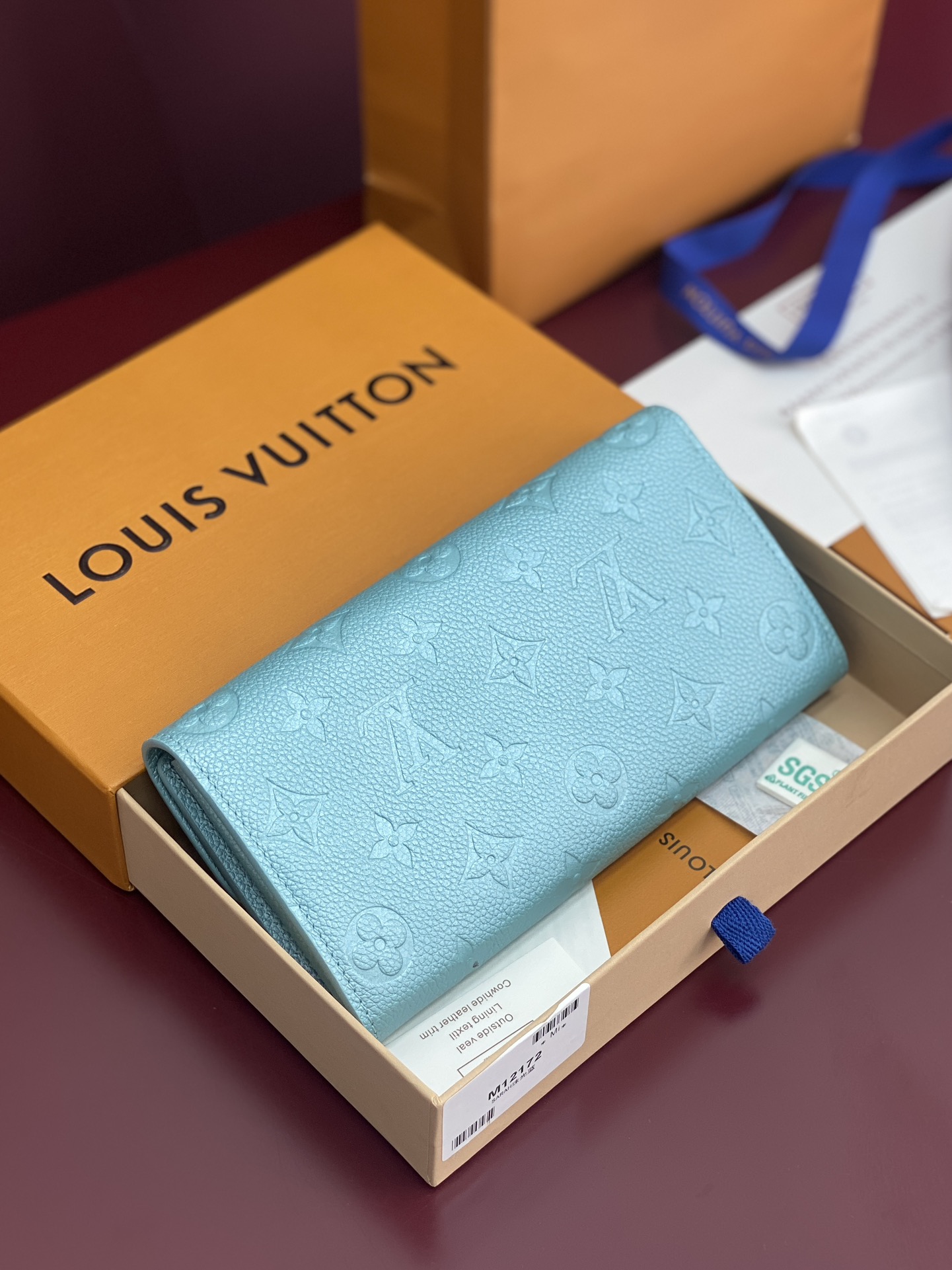[TOP] Louis Vuitton LV Ski Sarah Wallet 19x10.5x2cm - Pearlescent Blue