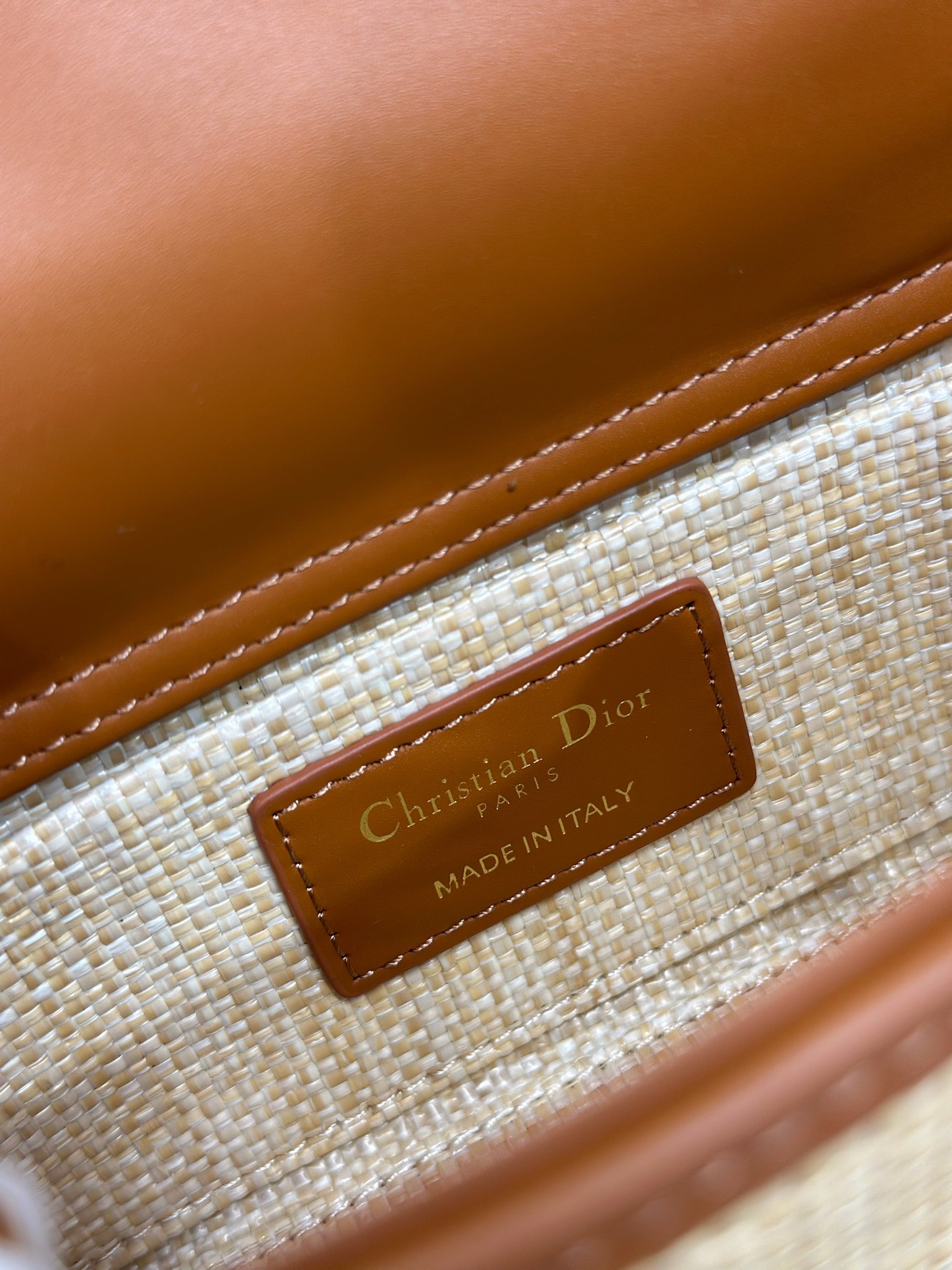 [TOP] Christian Dior Lady D-Joy Bag Weaving 22.5×5.5×12cm - Beige