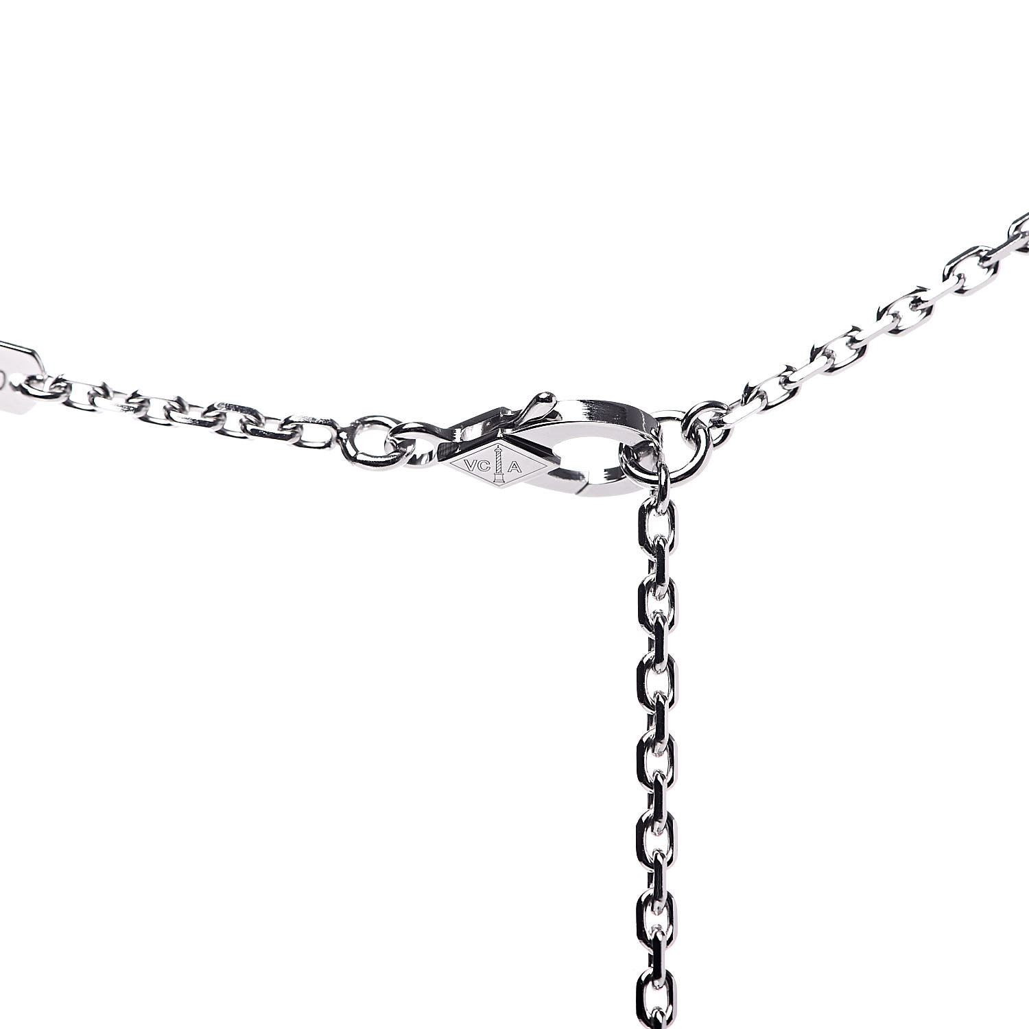 [TOP] Van Cleef & Arpels VCA 18K White Gold Black Onyx Magic Alhambra Pendant Necklace  - Black