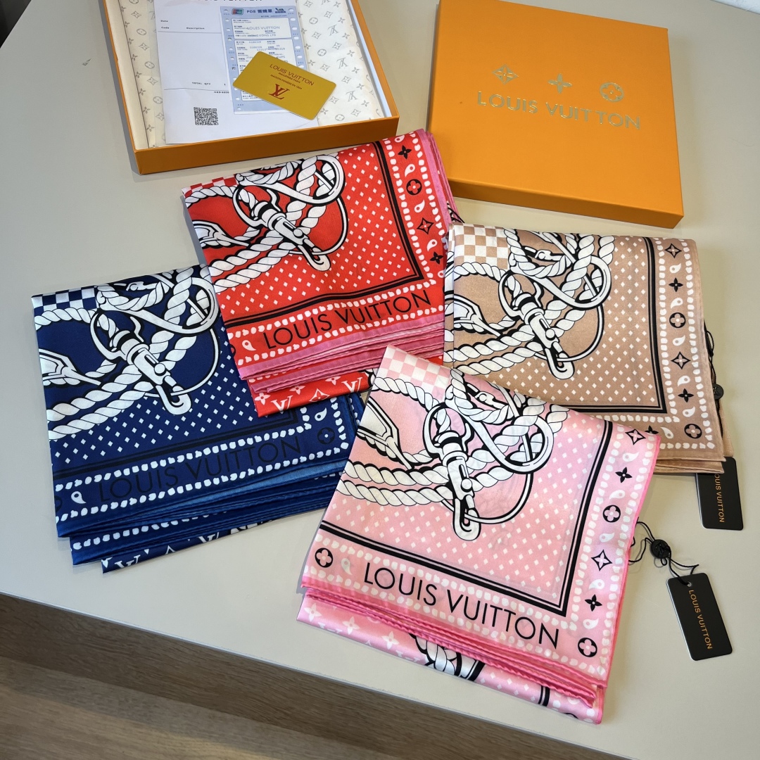 [TOP] Louis Vuitton LV Silk Square Scarf 90 x 90 cm - 4 Colors