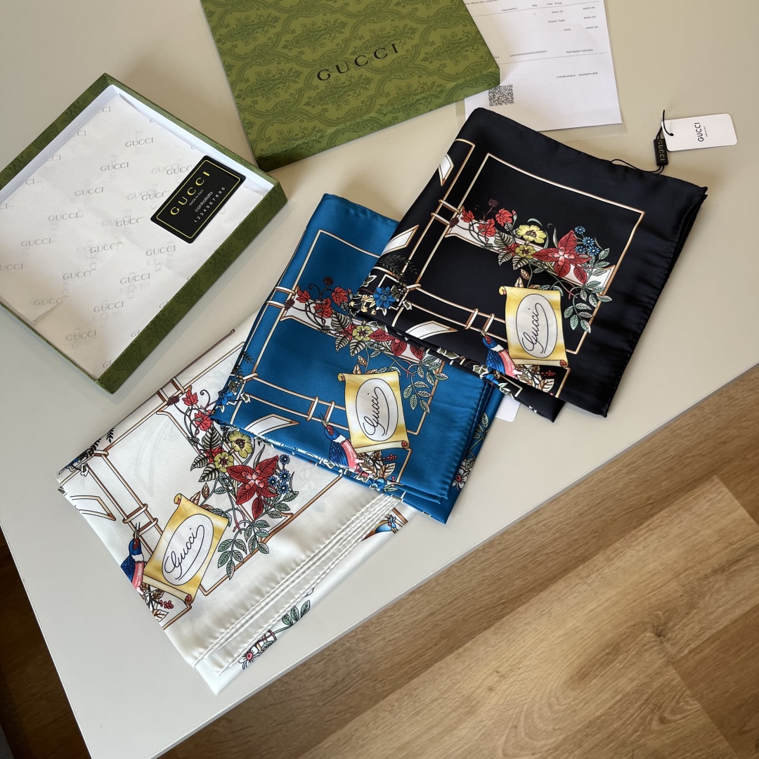 [TOP] GUCCI  Silk Scarf 90×90 cm - 3 Colors