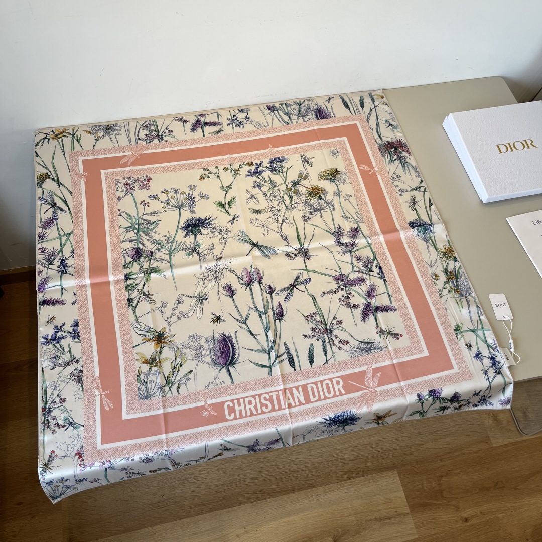 [TOP] Christian Dior Silk Scarf 90x90 cm - 3 Colors
