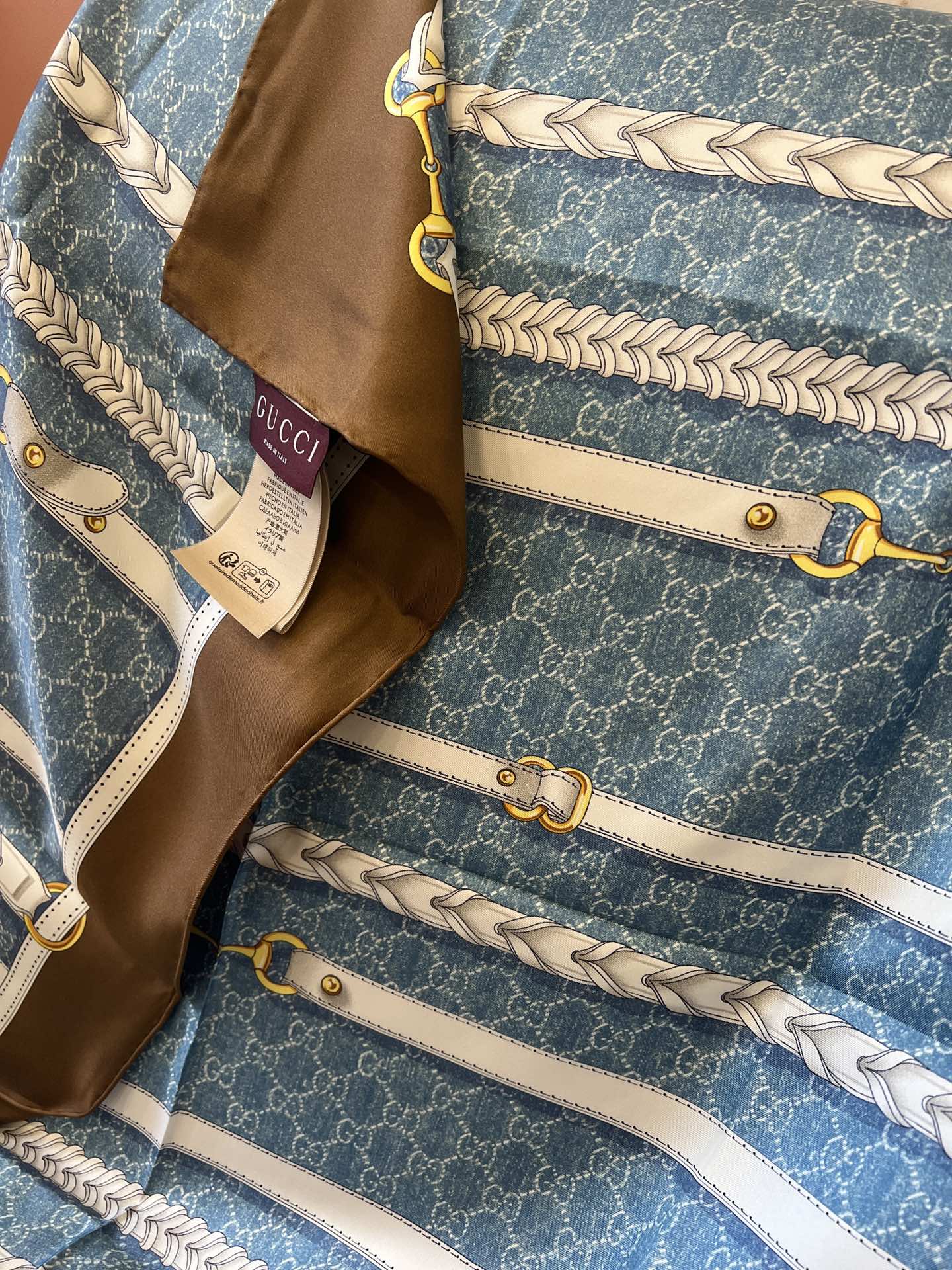 [TOP] GUCCI GG Scarf 90x90 cm - Blue