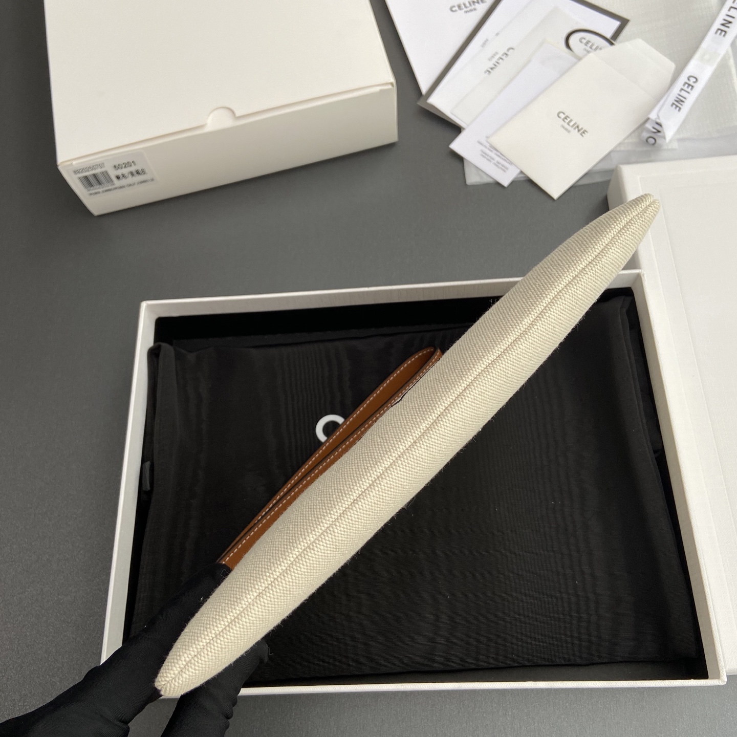 [TOP] CELINE Print Clutch Bag 25×17.5x1cm - Beige/Brown