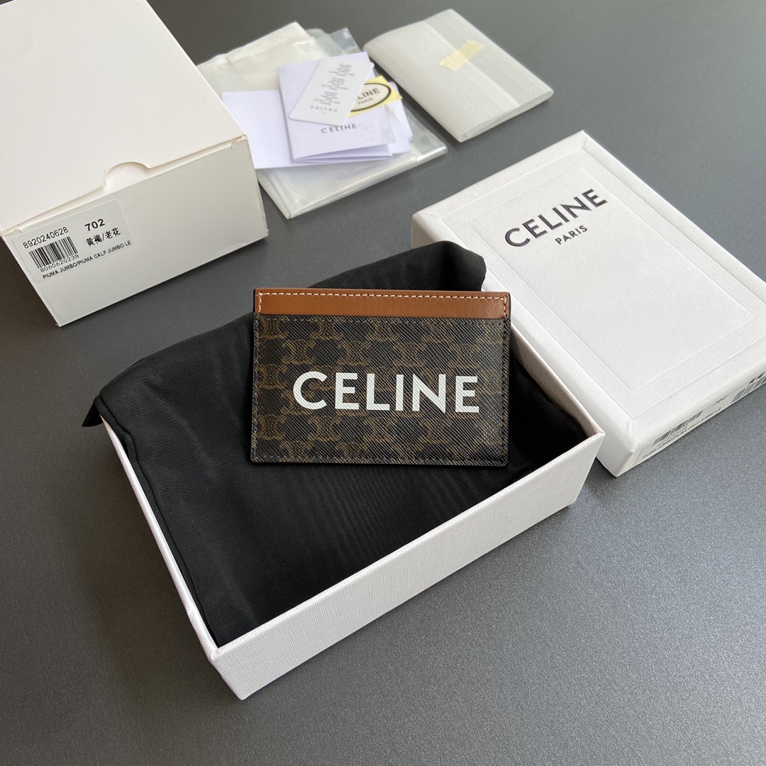 [TOP] CELINE Triomphe Logo Printed Card Holder 10.5x7cm - Monogram