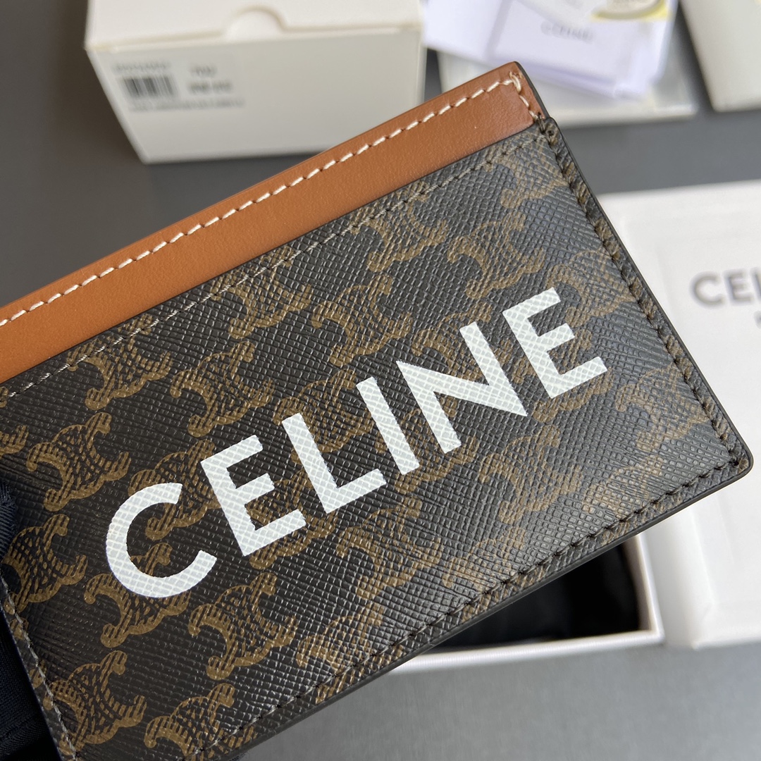[TOP] CELINE Triomphe Logo Printed Card Holder 10.5x7cm - Monogram