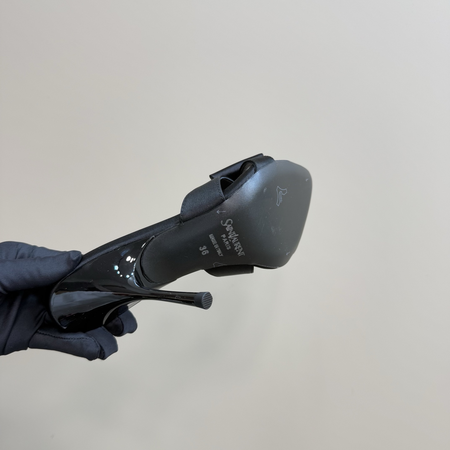 [TOP] Yves Saint Laurent YSL High Heel Slippers - Black