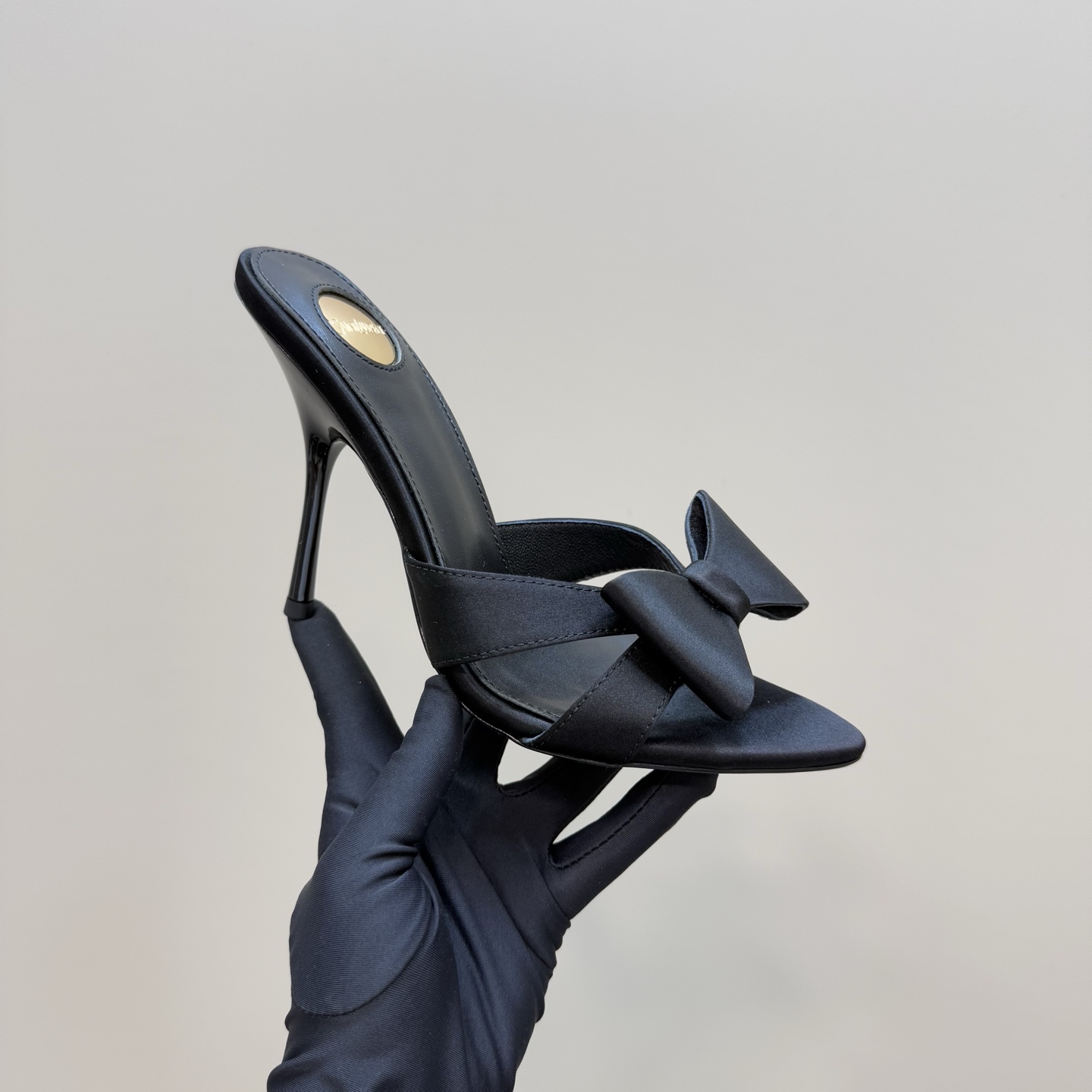 [TOP] Yves Saint Laurent YSL High Heel Slippers - Black