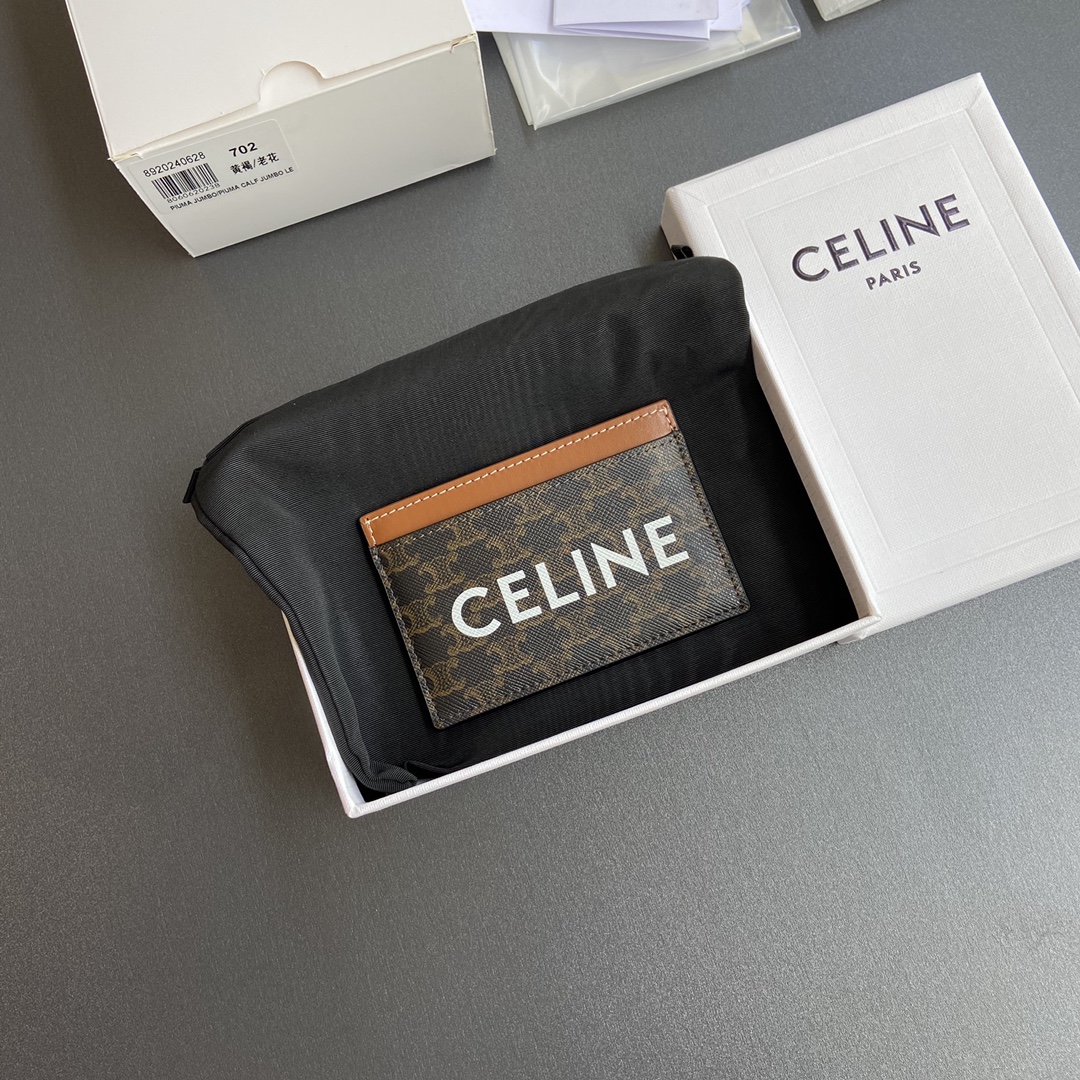 [TOP] CELINE Triomphe Logo Printed Card Holder 10.5x7cm - Monogram