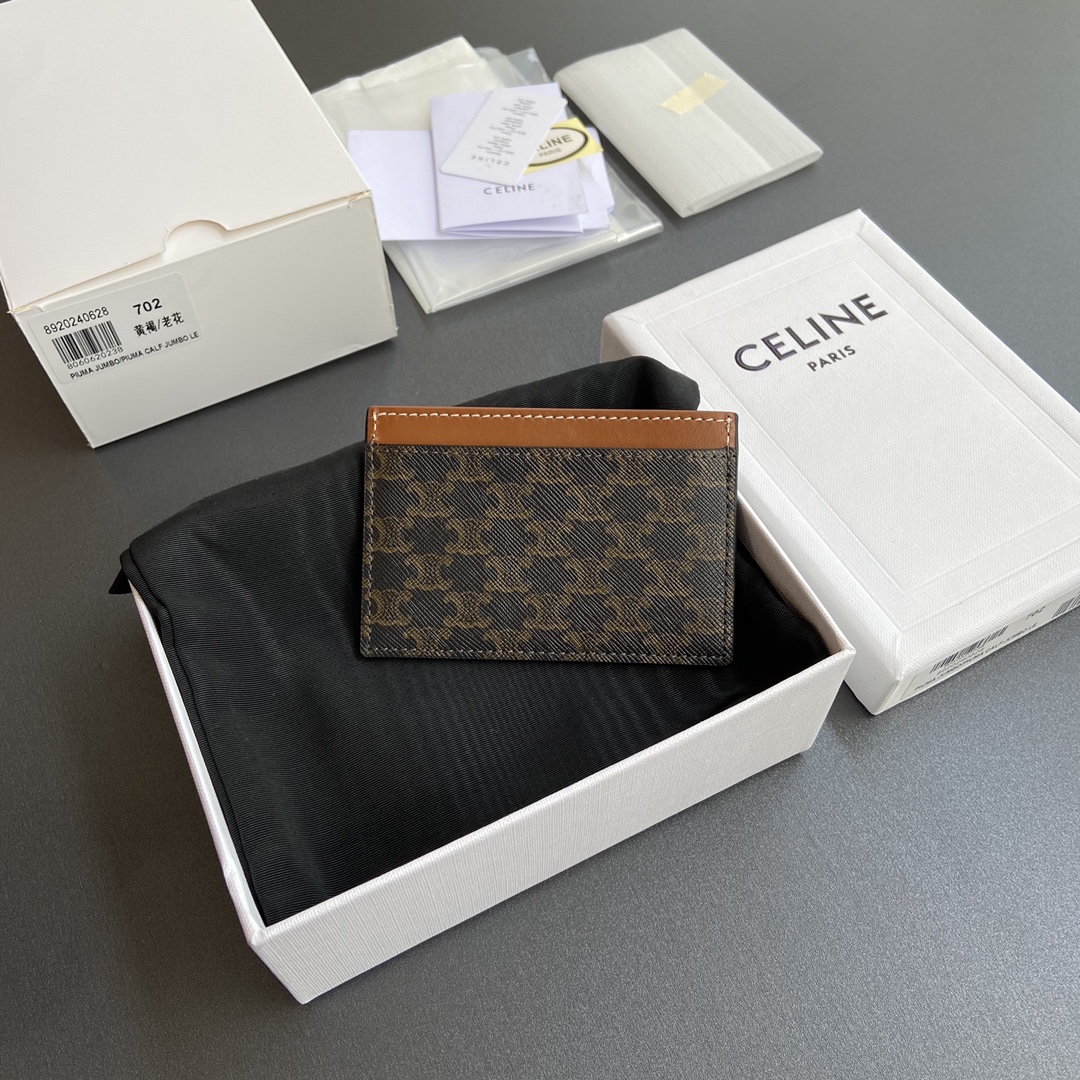 [TOP] CELINE Triomphe Logo Printed Card Holder 10.5x7cm - Monogram