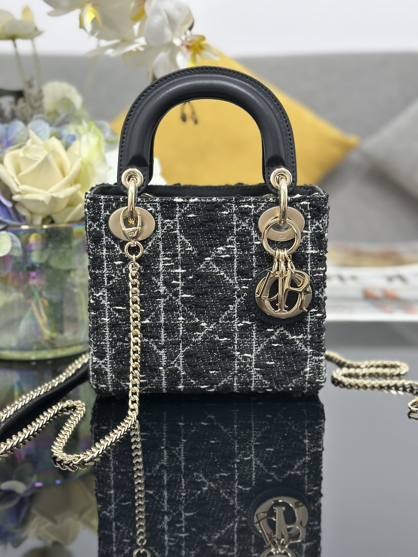 [TOP] Christian Dior Lady Dior Bag Tweed 17x15x7cm - 2 Color