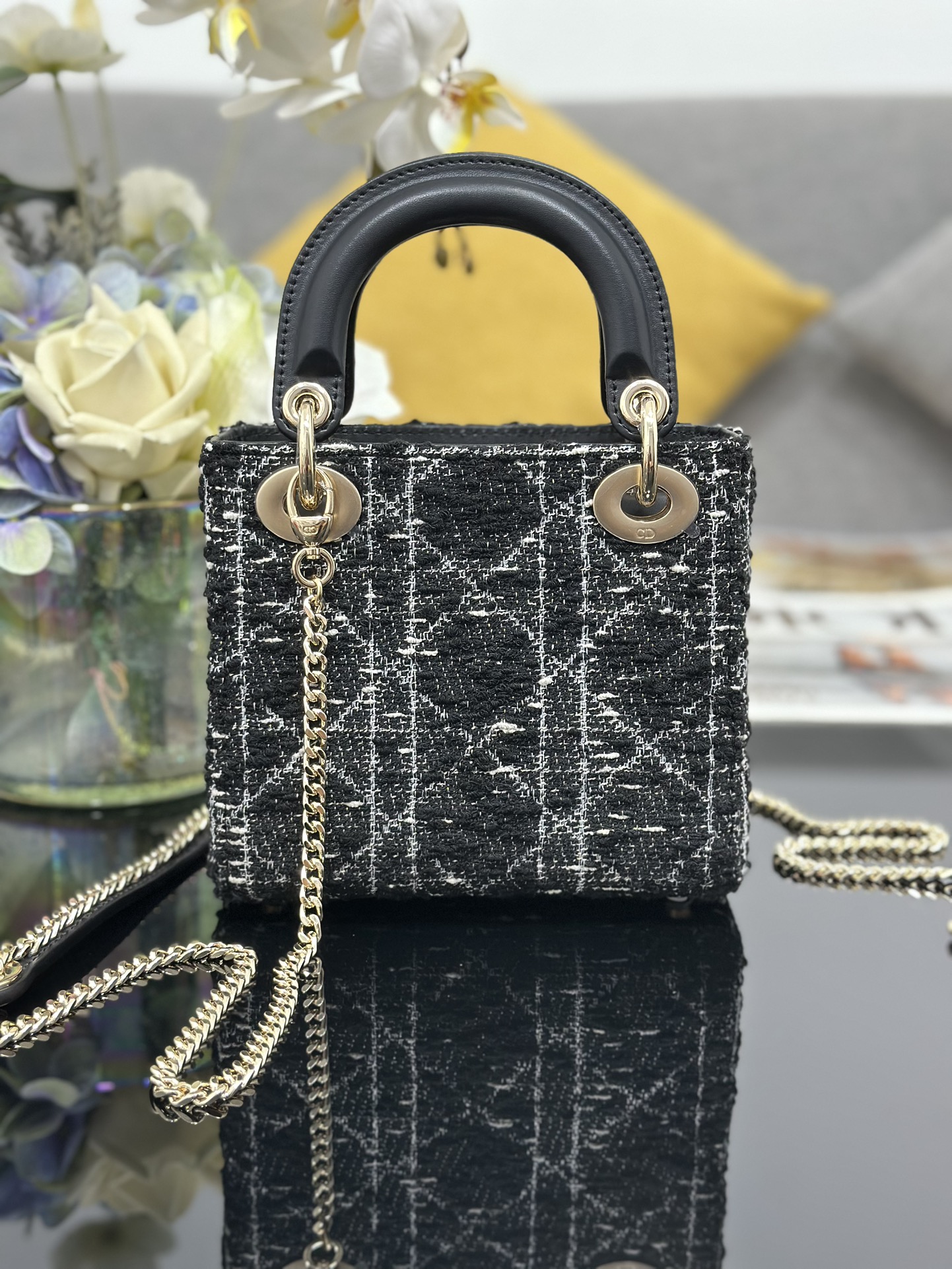 [TOP] Christian Dior Lady Dior Bag Tweed 17x15x7cm - 2 Color