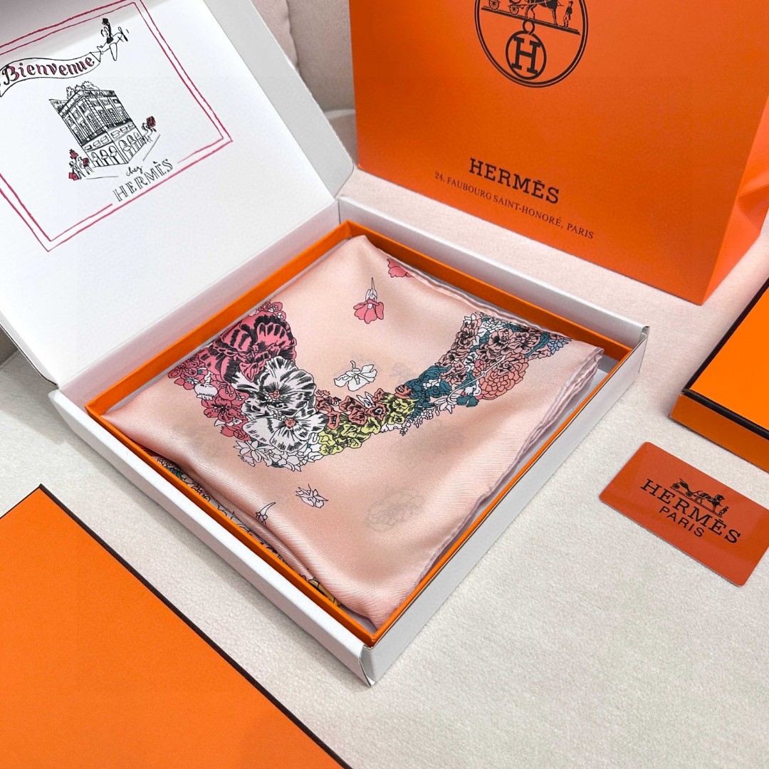 [TOP] HERMES Square Silk Scarf 90X90cm - 4 Colors