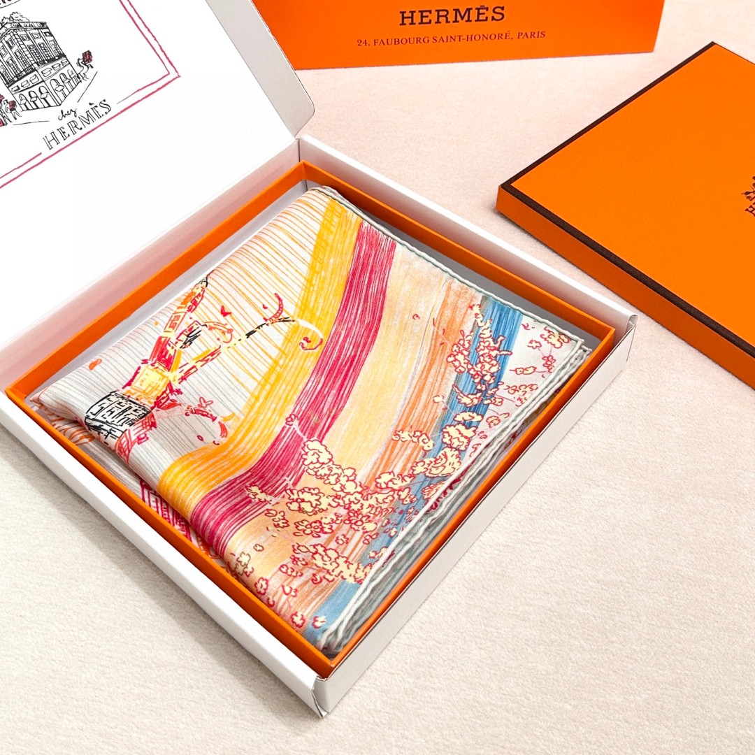 [TOP] HERMES Square Silk Scarf 90X90cm - 3 Colors
