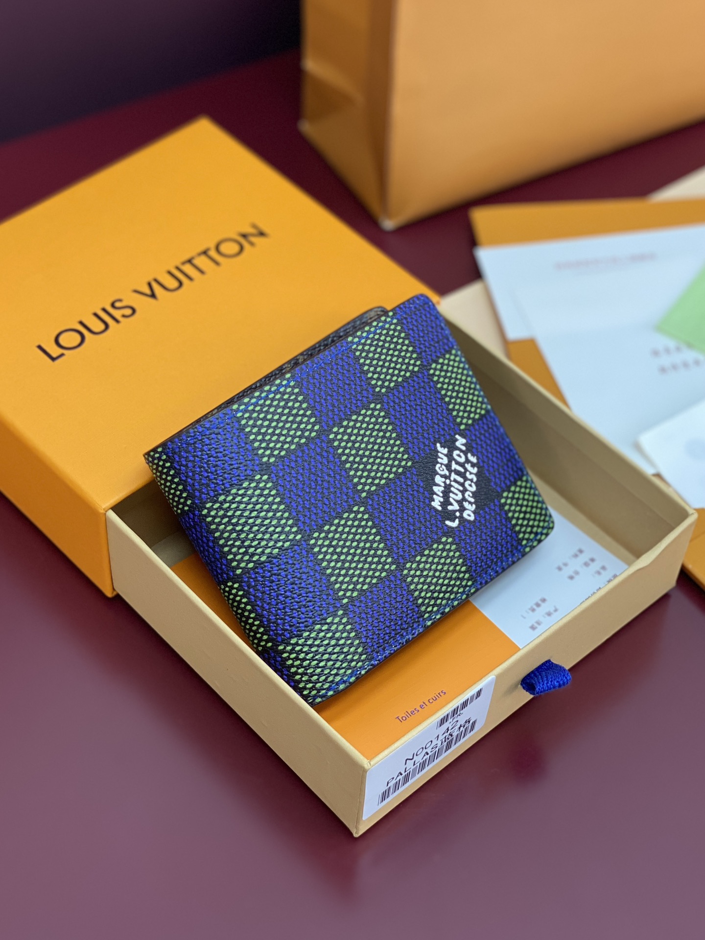 [TOP] Louis Vuitton LV Wallet Damier Heritage Coated Canvas 11.5x9x1.5cm - Blue