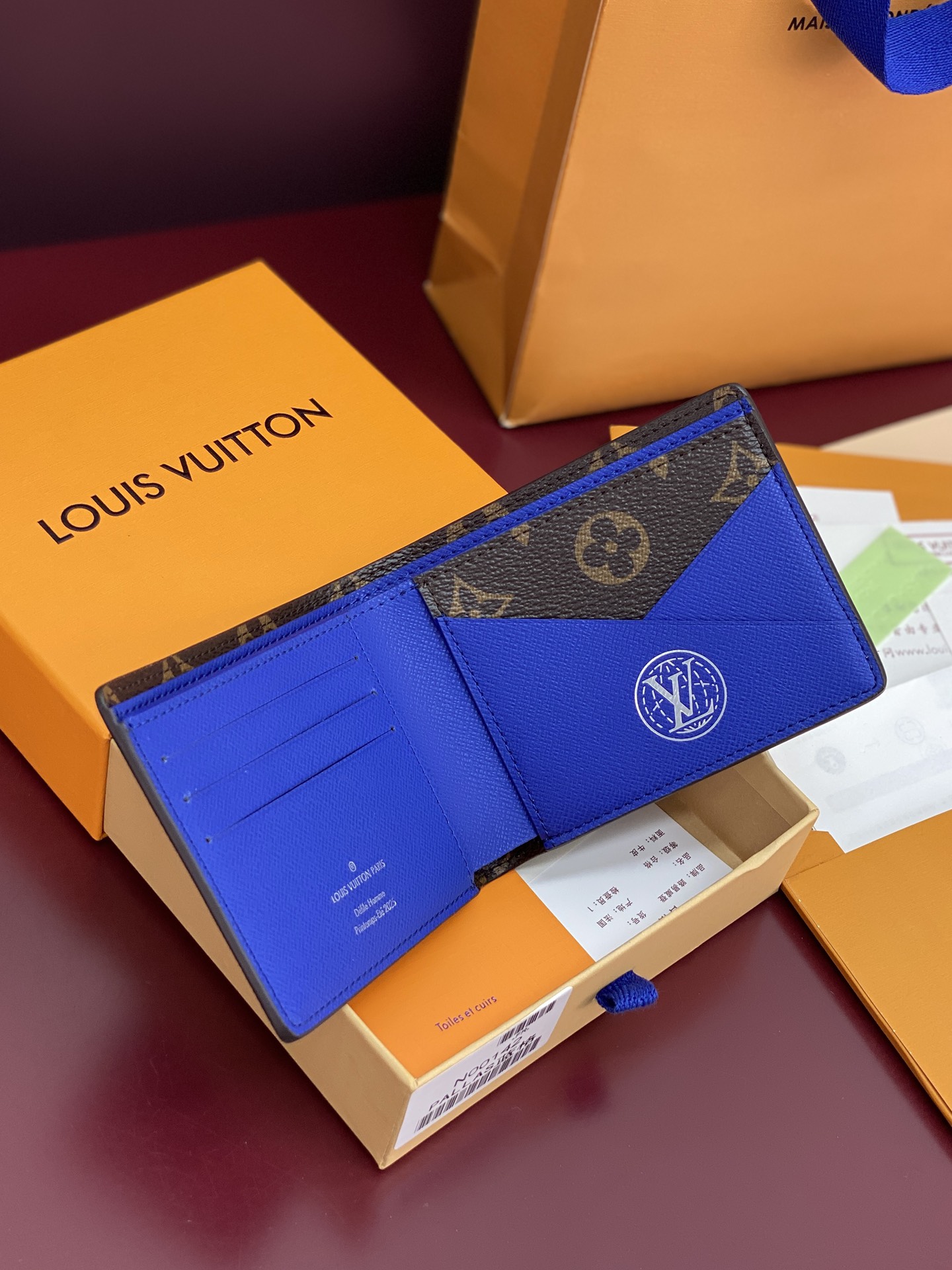 [TOP] Louis Vuitton LV Wallet Damier Heritage Coated Canvas 11.5x9x1.5cm - Blue