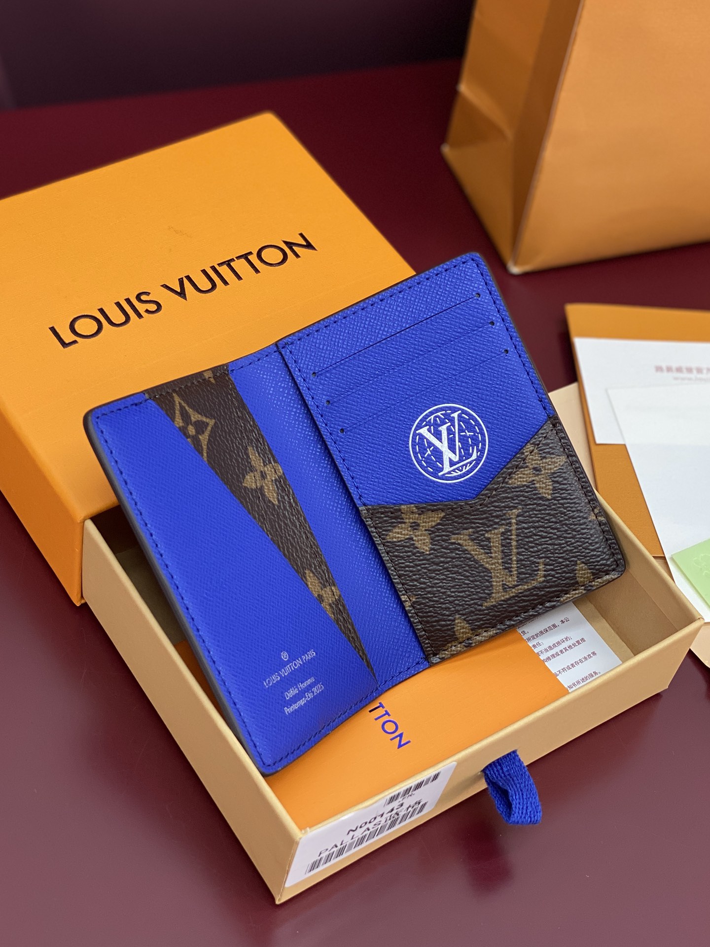 [TOP] Louis Vuitton LV Wallet Damier Heritage Coated Canvas 11.1x1x7.5cm - Blue