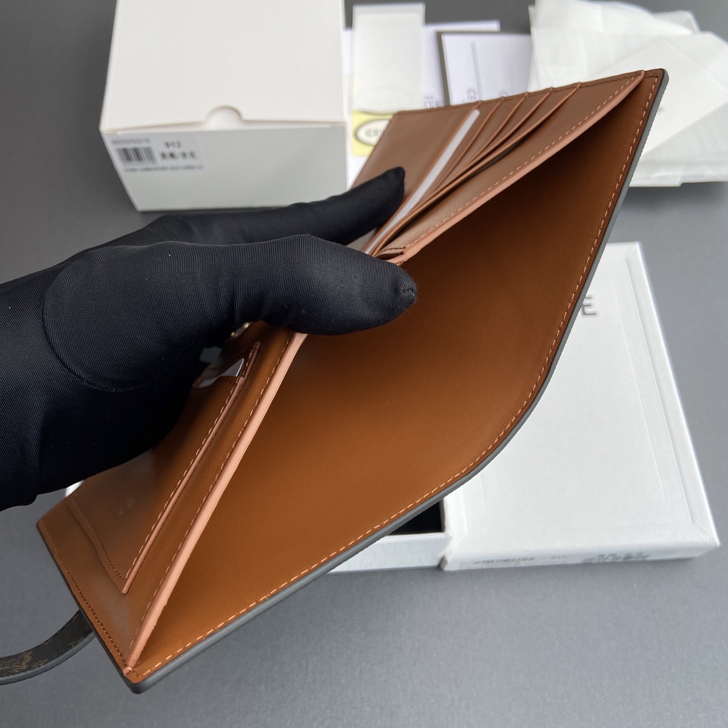 [TOP] CELINE Triomphe Logo Print Leather Wallet 14x11.5x2cm - Tan/Monogram