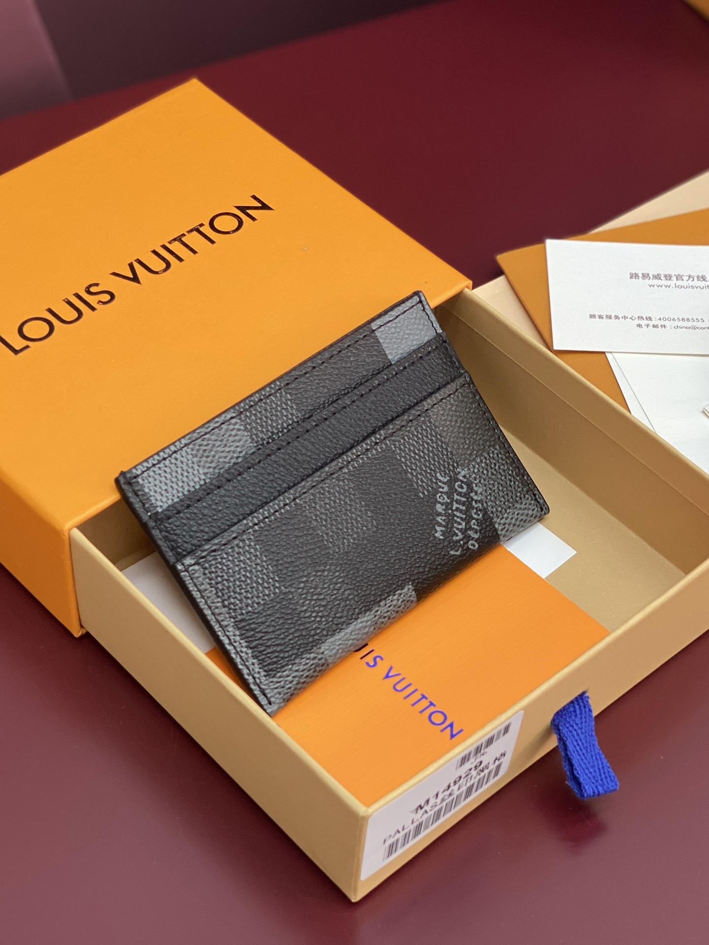[TOP] Louis Vuitton LV Damier Graphite Printed Card Holder Damoflage Canvas 11x7x1.5cm - Black