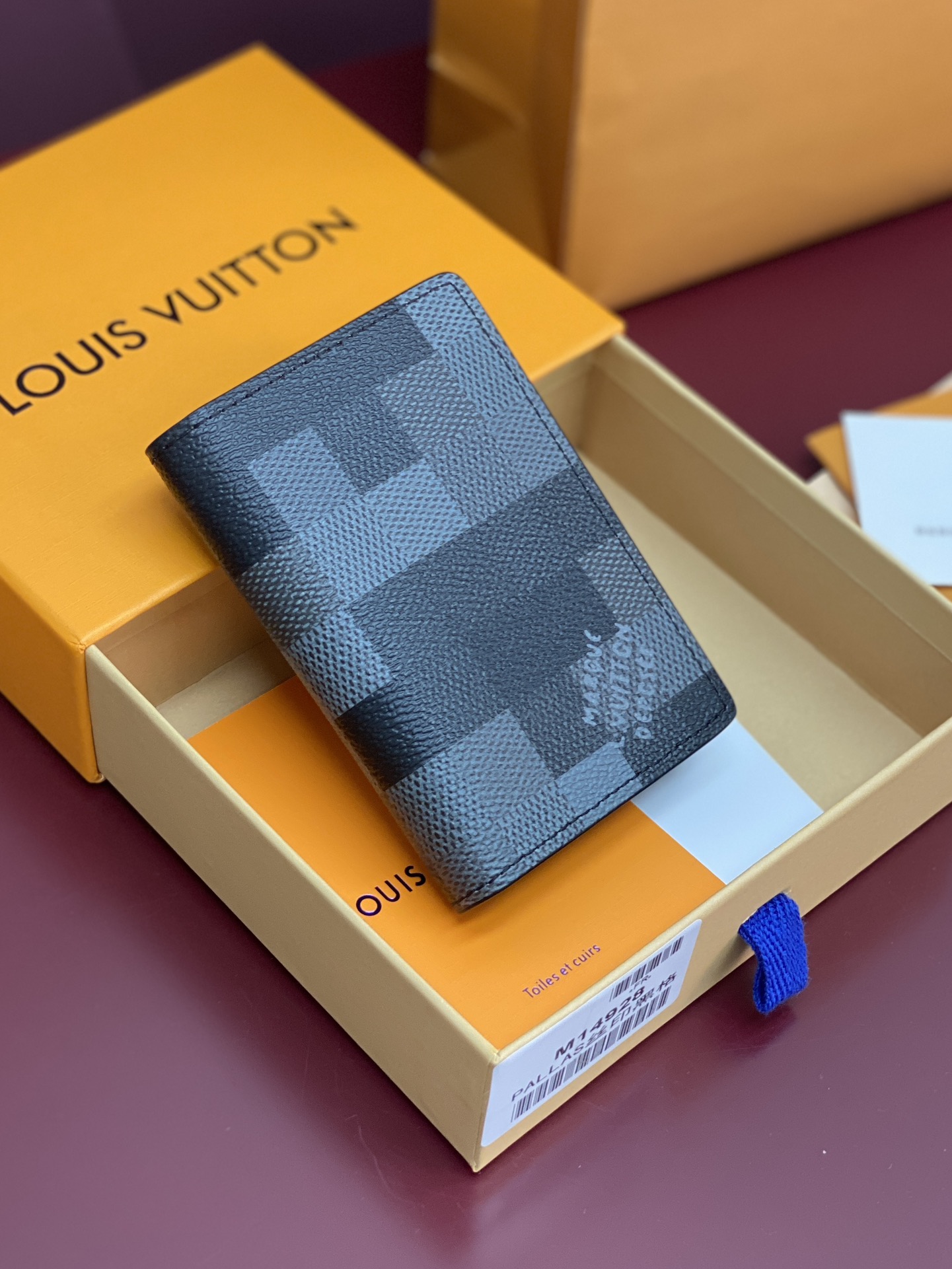 [TOP] Louis Vuitton LV Damier Graphite Printed Card Holder Damoflage Canvas 8x11x1cm - Black