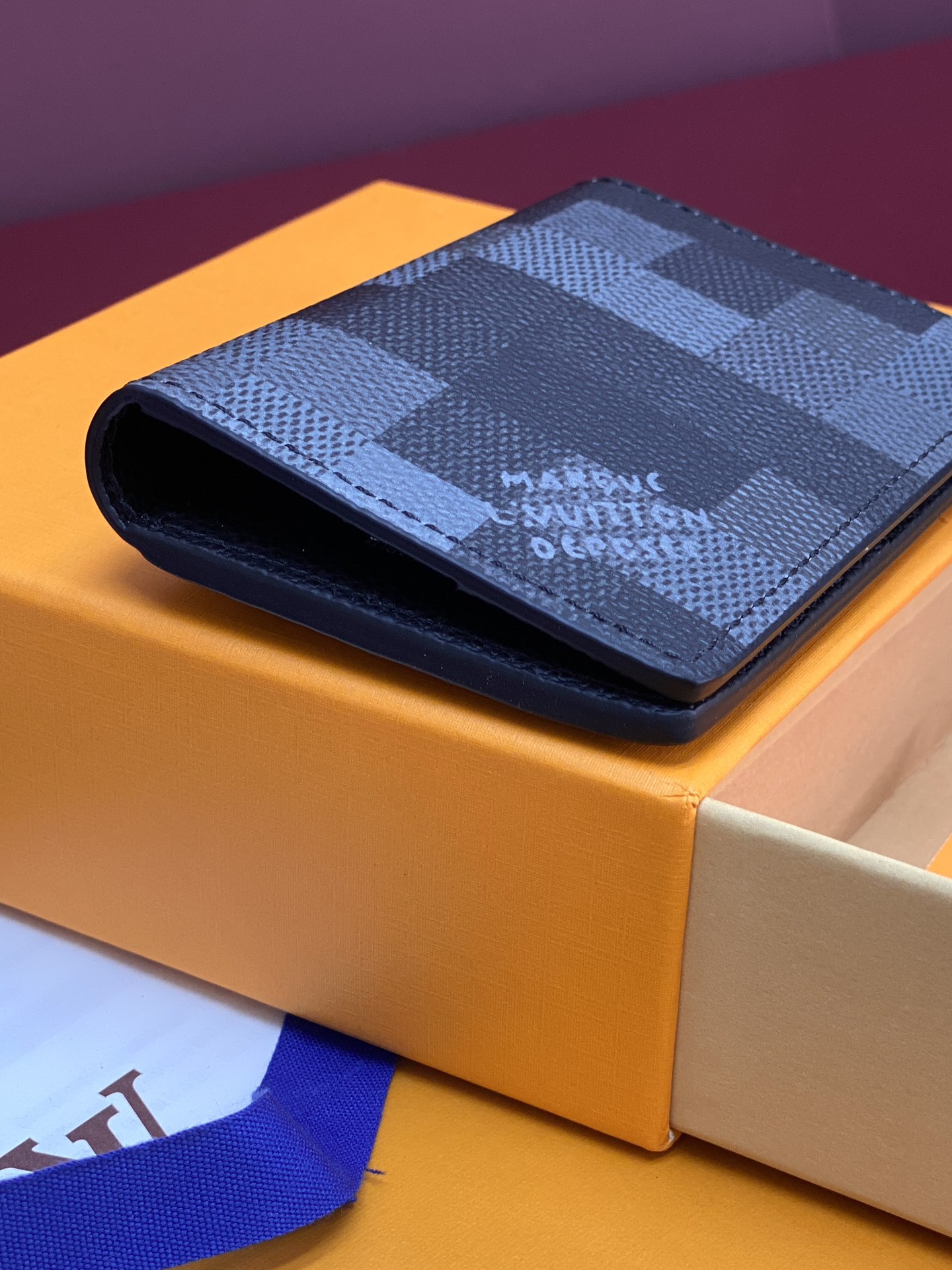 [TOP] Louis Vuitton LV Damier Graphite Printed Card Holder Damoflage Canvas 8x11x1cm - Black