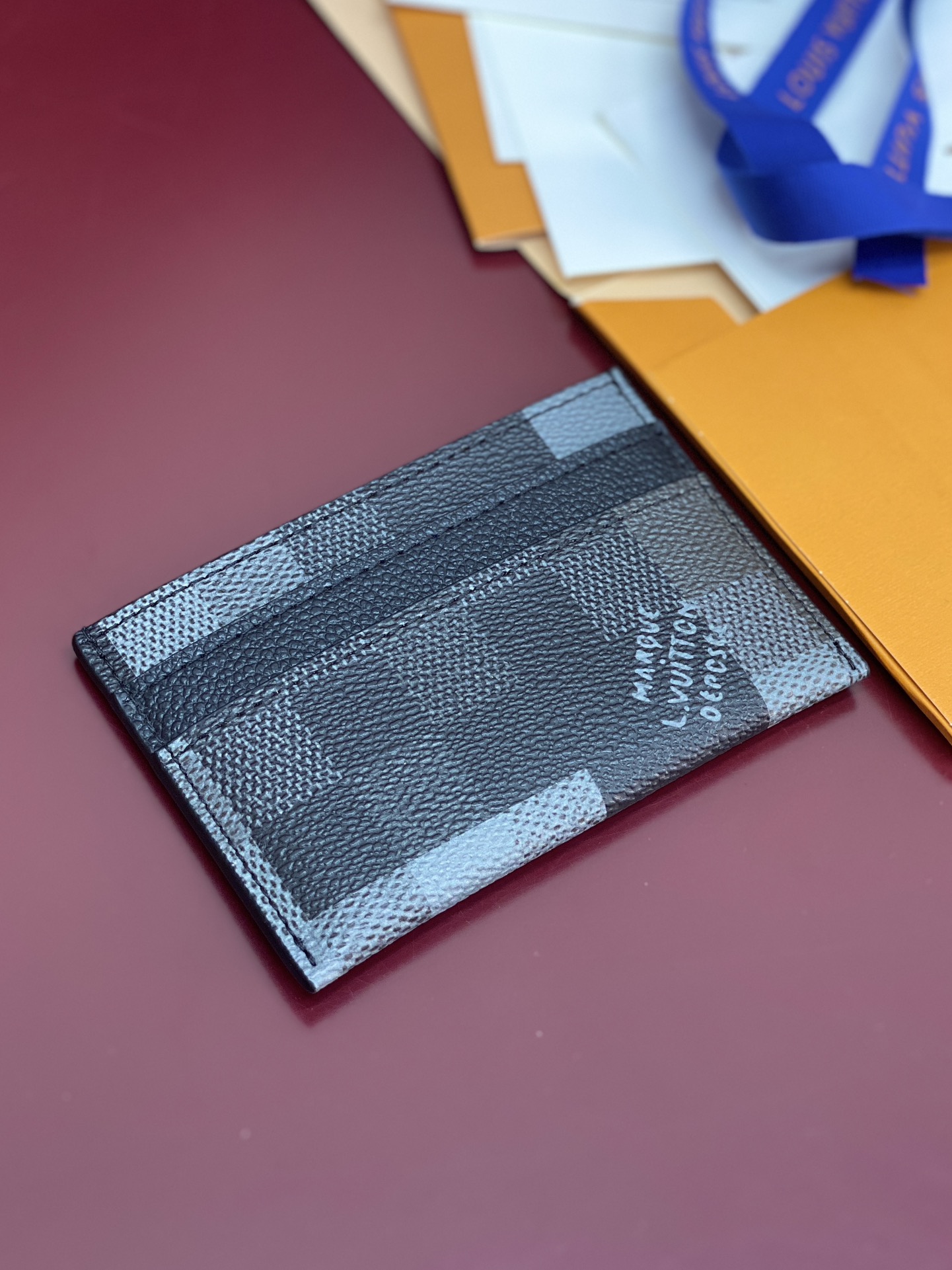 [TOP] Louis Vuitton LV Damier Graphite Printed Card Holder Damoflage Canvas 11x7x1.5cm - Black