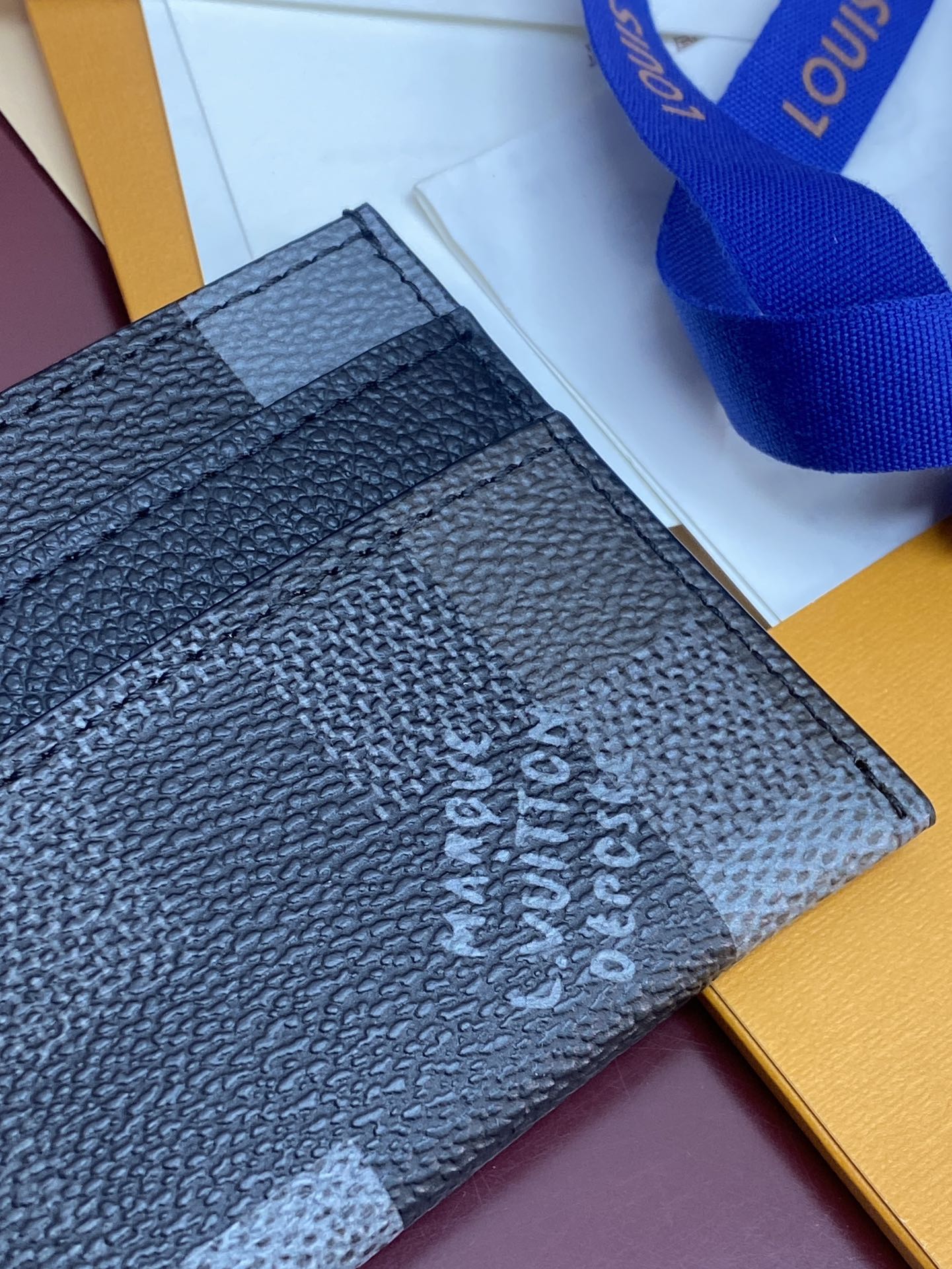 [TOP] Louis Vuitton LV Damier Graphite Printed Card Holder Damoflage Canvas 11x7x1.5cm - Black