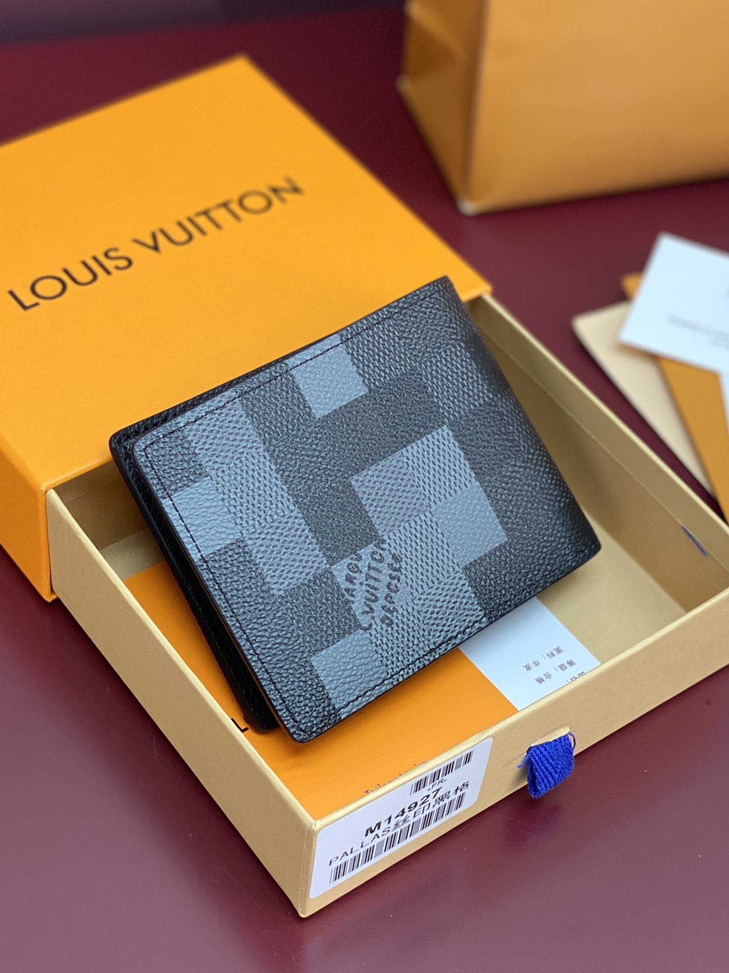 [TOP] Louis Vuitton LV Damier Graphite Printed Slender Wallet Damoflage Canvas 11x8.5x2cm - Black