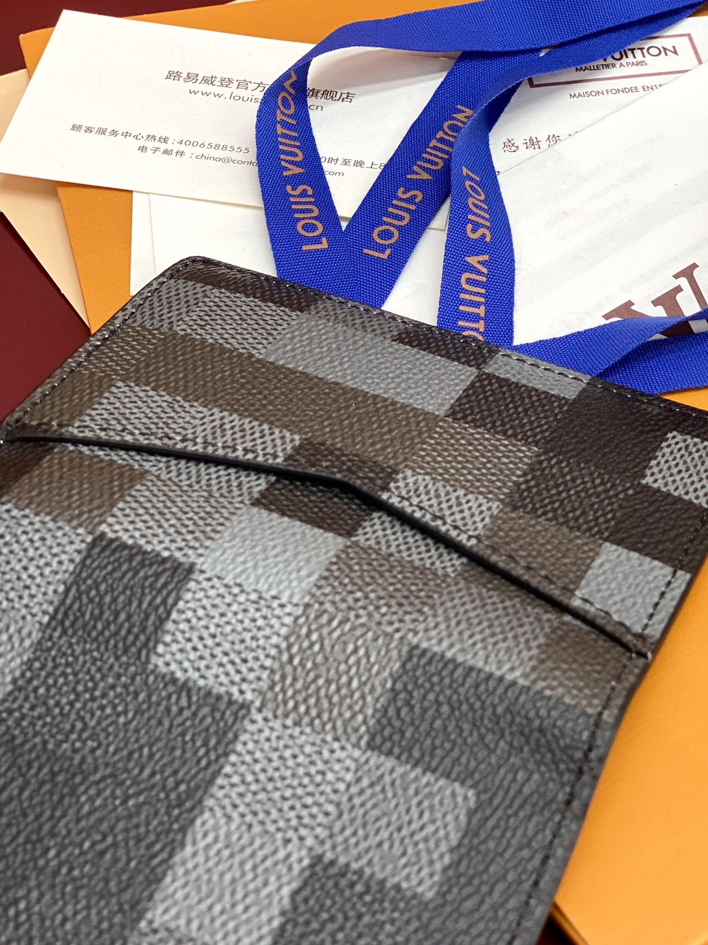 [TOP] Louis Vuitton LV Damier Graphite Printed Card Holder Damoflage Canvas 8x11x1cm - Black