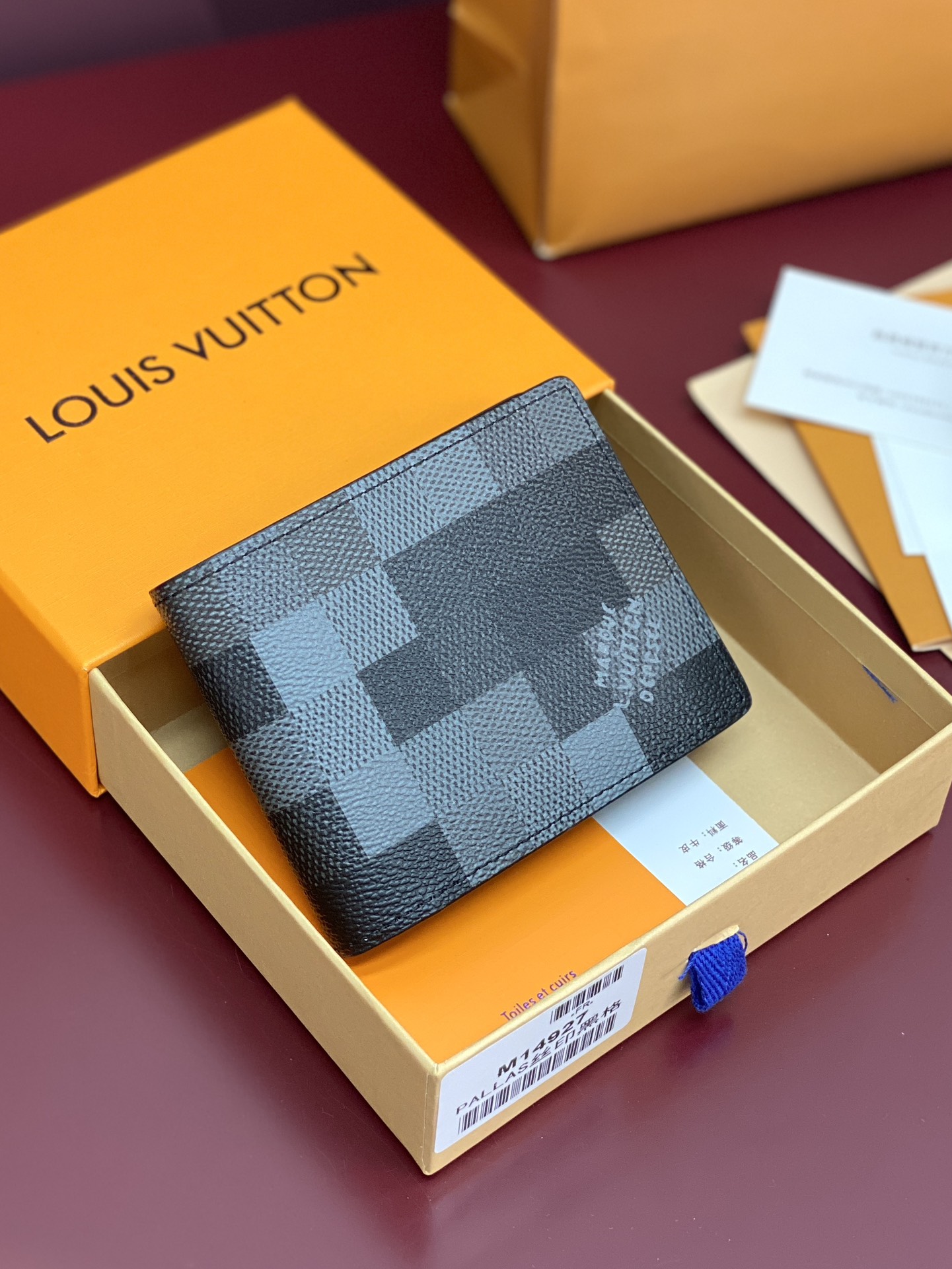[TOP] Louis Vuitton LV Damier Graphite Printed Slender Wallet Damoflage Canvas 11x8.5x2cm - Black