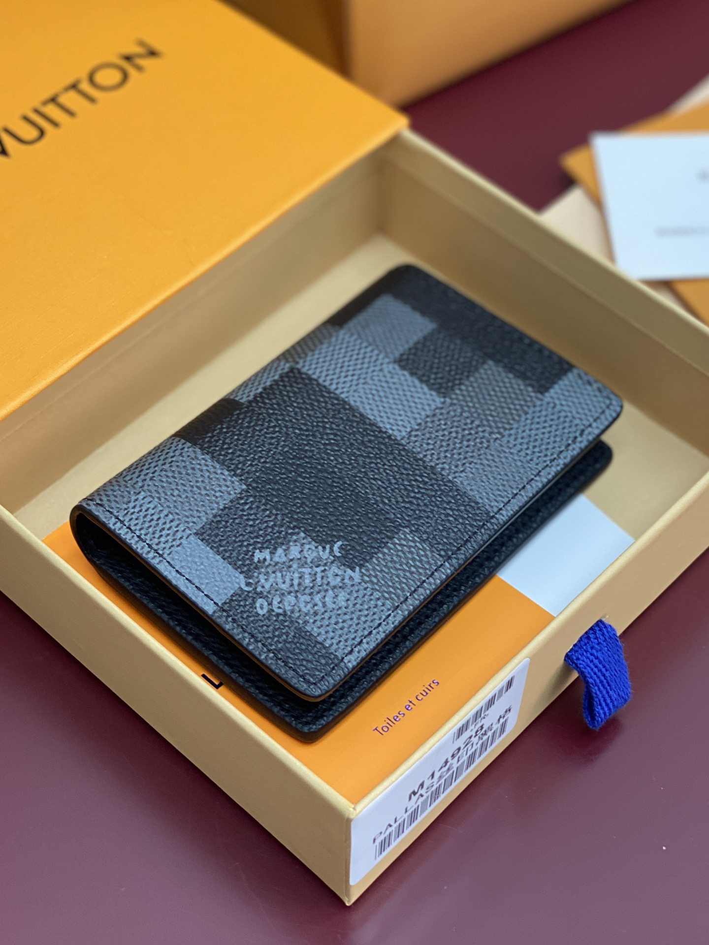 [TOP] Louis Vuitton LV Damier Graphite Printed Card Holder Damoflage Canvas 8x11x1cm - Black