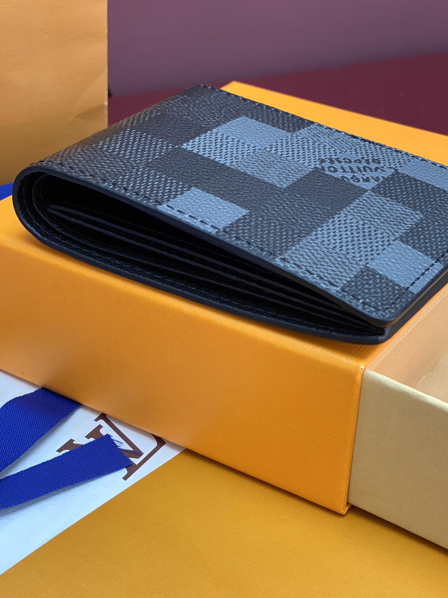 [TOP] Louis Vuitton LV Damier Graphite Printed Slender Wallet Damoflage Canvas 11x8.5x2cm - Black